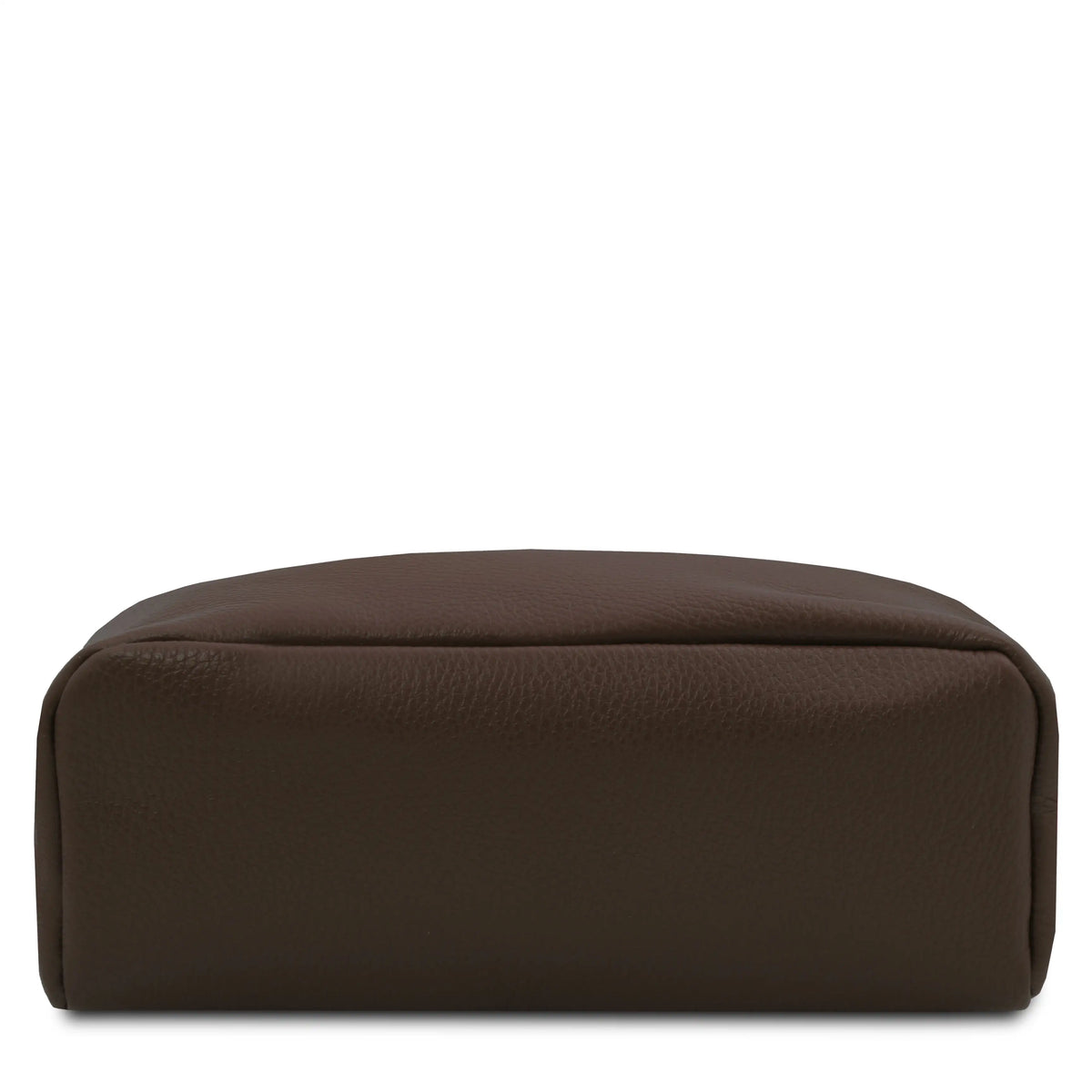 A dark brown pebbled leather rectangular pouch or organizer case, shown from a front-facing perspective against a solid white background.