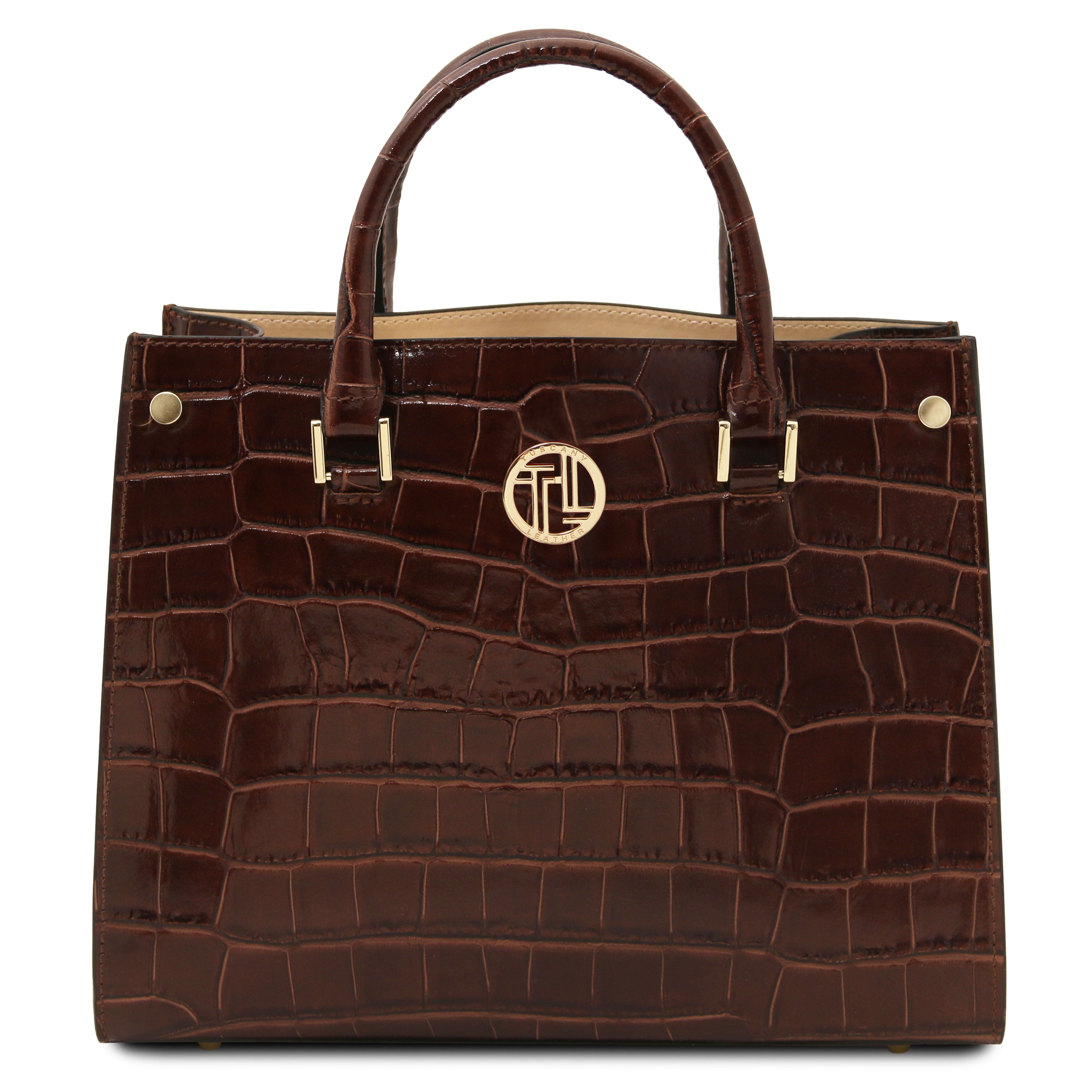 Croque Croc Print Italian Leather Handbag | Embossed Calf Leather
