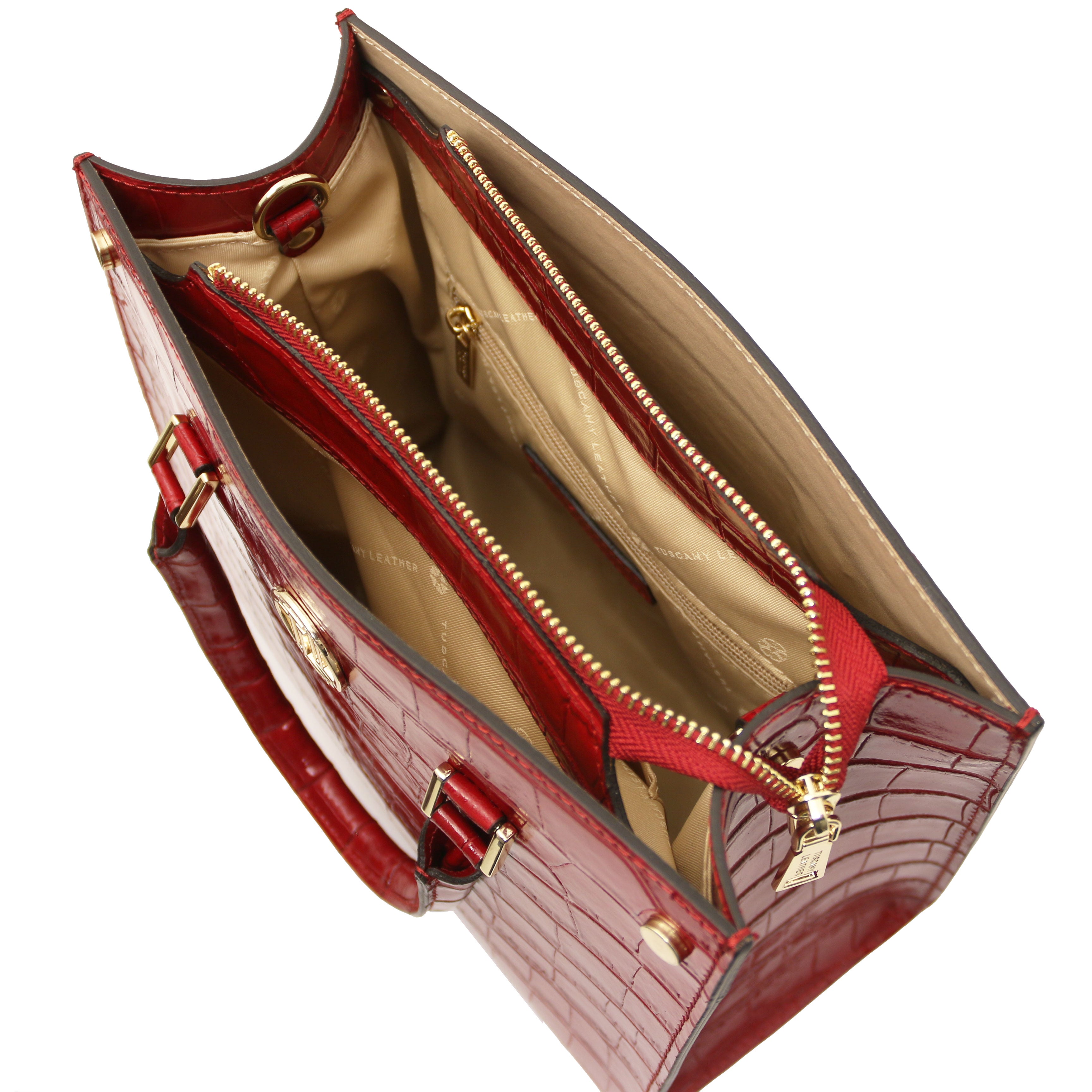 Croque Croc Print Italian Leather Handbag | Embossed Calf Leather