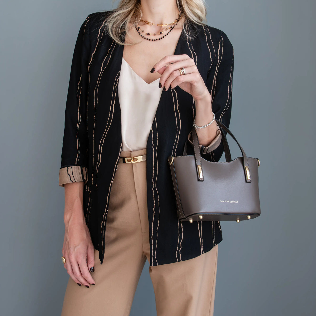 Olimpia Small Italian Leather Tote Bag | Box Smooth Leather