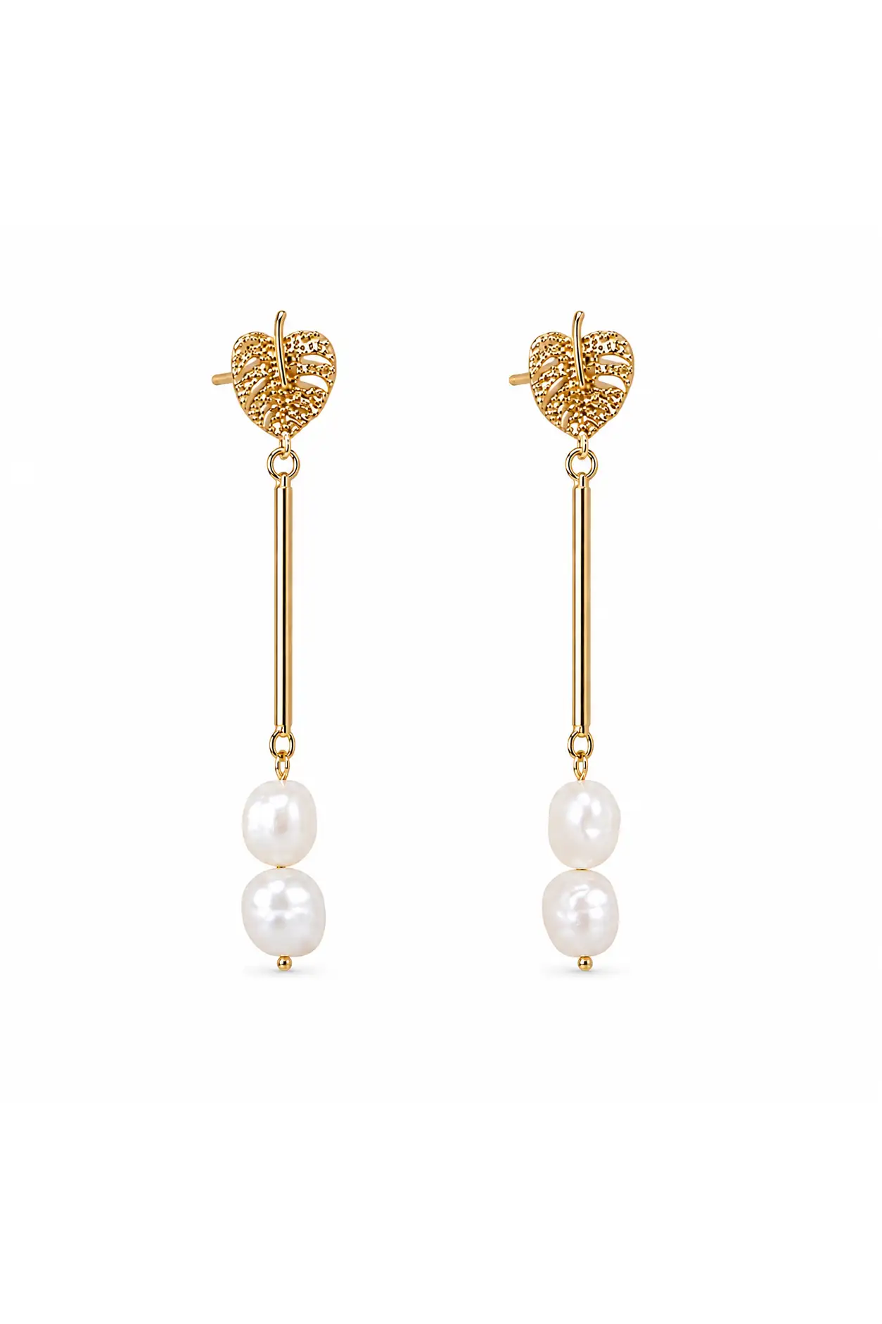 Amalfi Monstera Leaf Drop Earrings on a white background