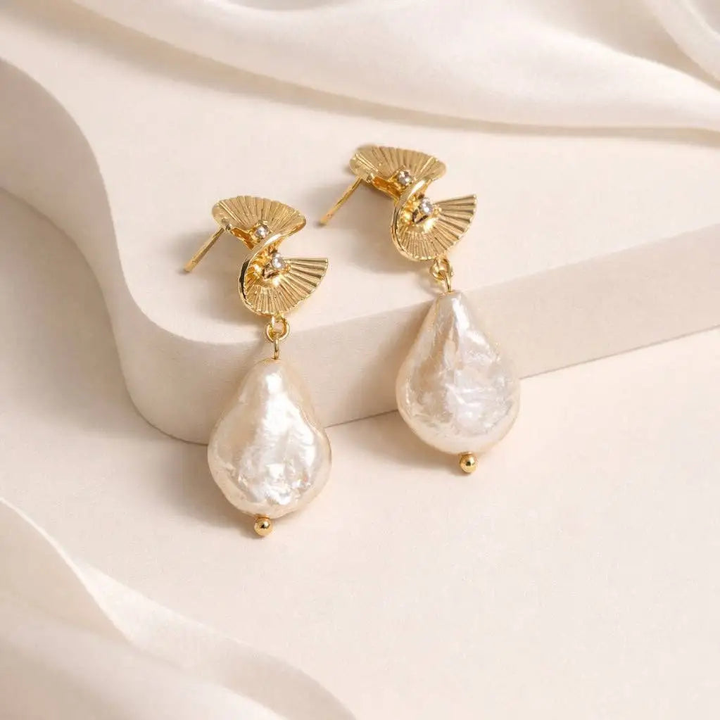 Amalfi Solia Stud Earrings on a neutral background.