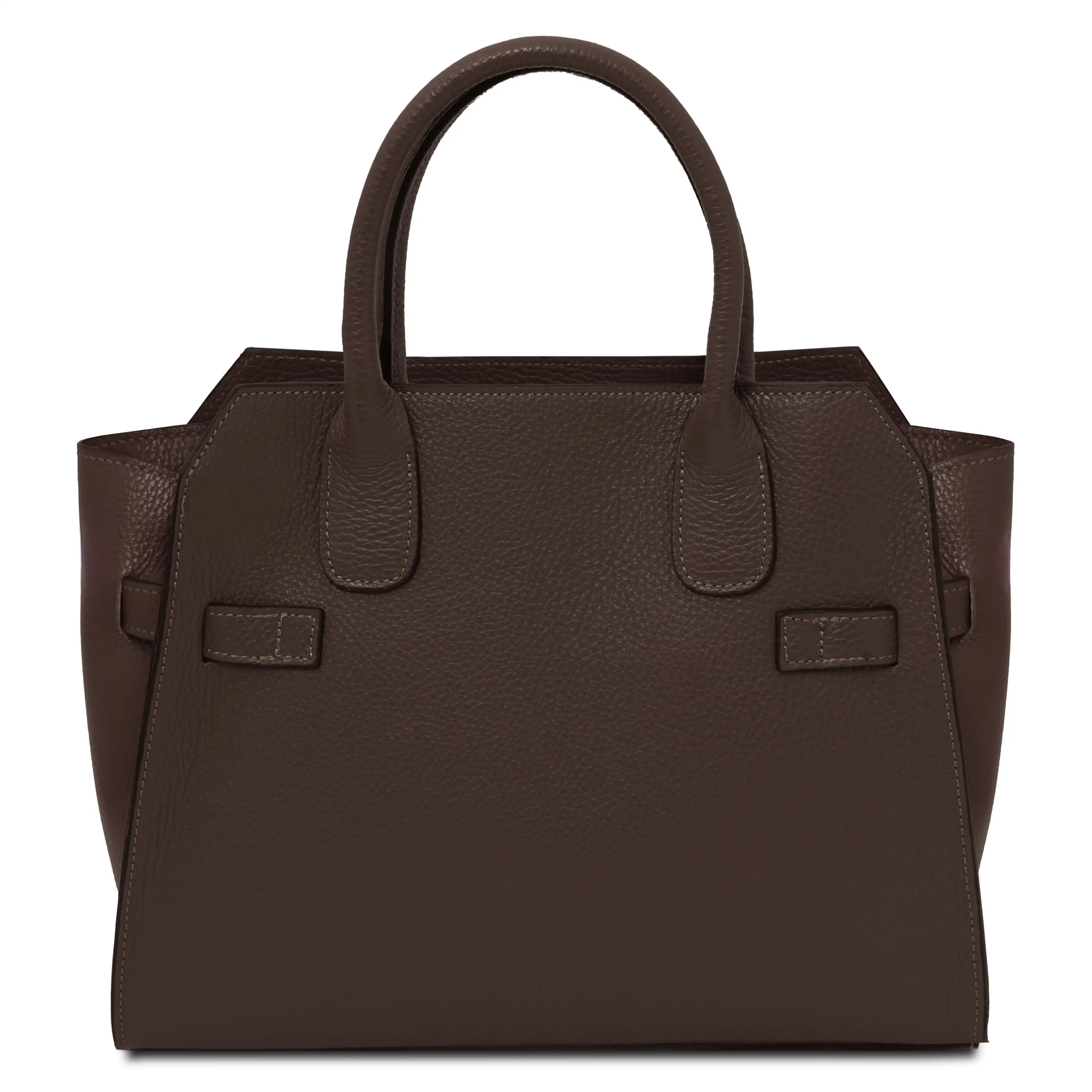 Back View Origami Leather Tote in Chocolate