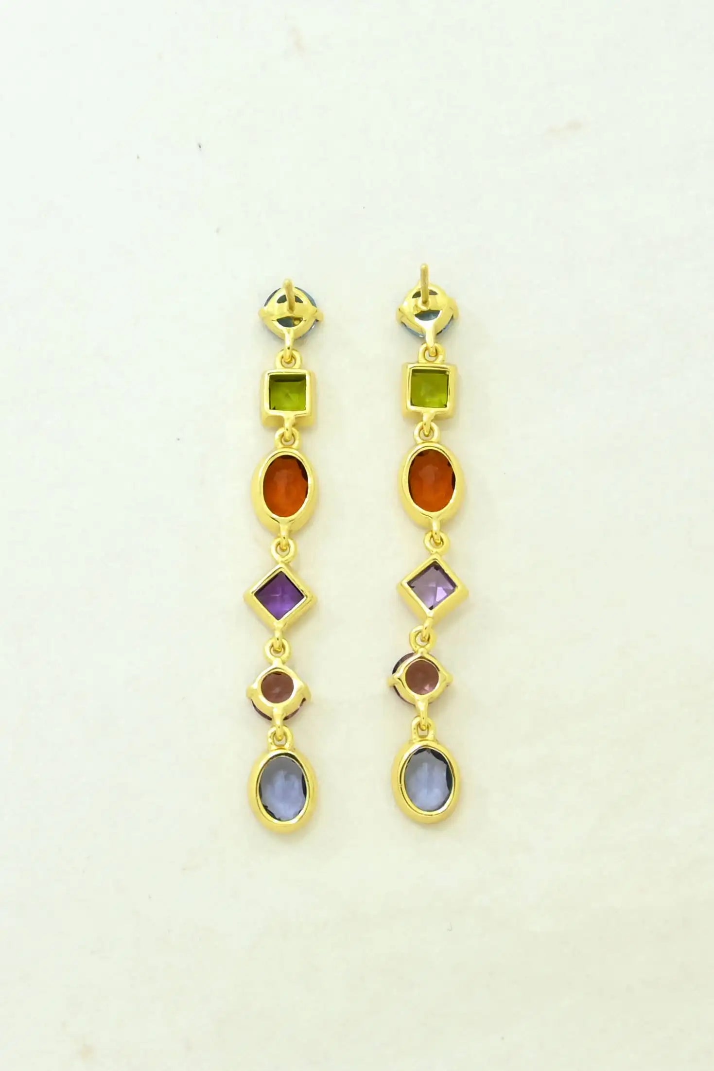 Emilia Gemstone Drop Earrings | 18K Gold Plated