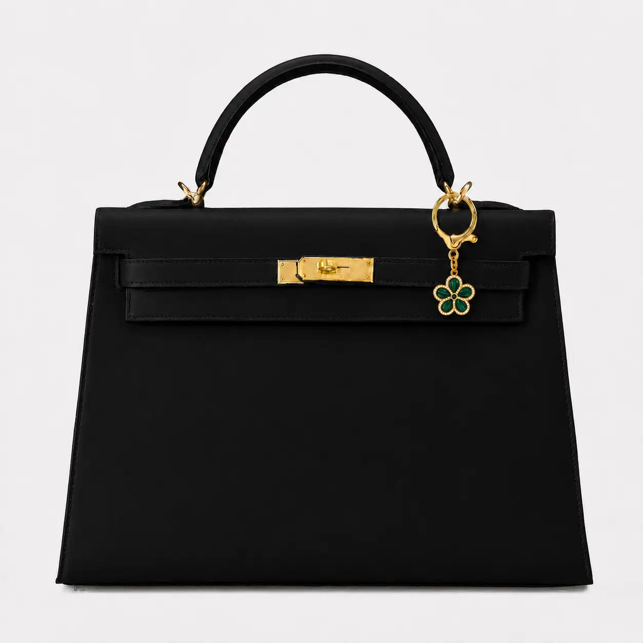 Precious Malachite Flower Bag Charm | 14K Gold Vermeil