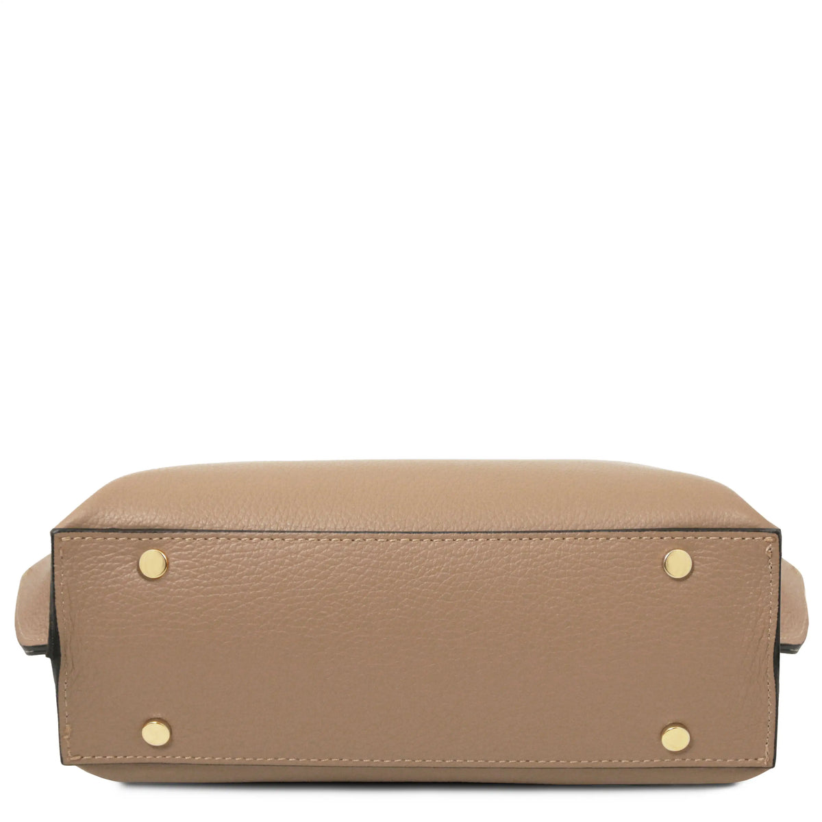 Bottom view Agatha Leather Handbag in caramel