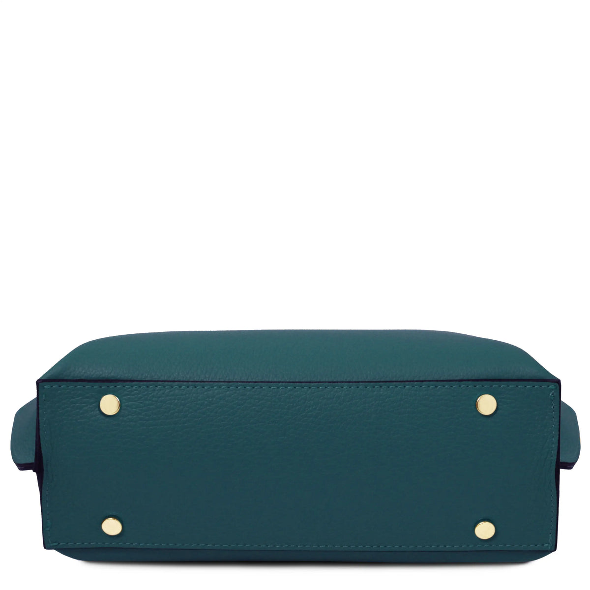 Bottom view Agatha Leather Handbag in teal
