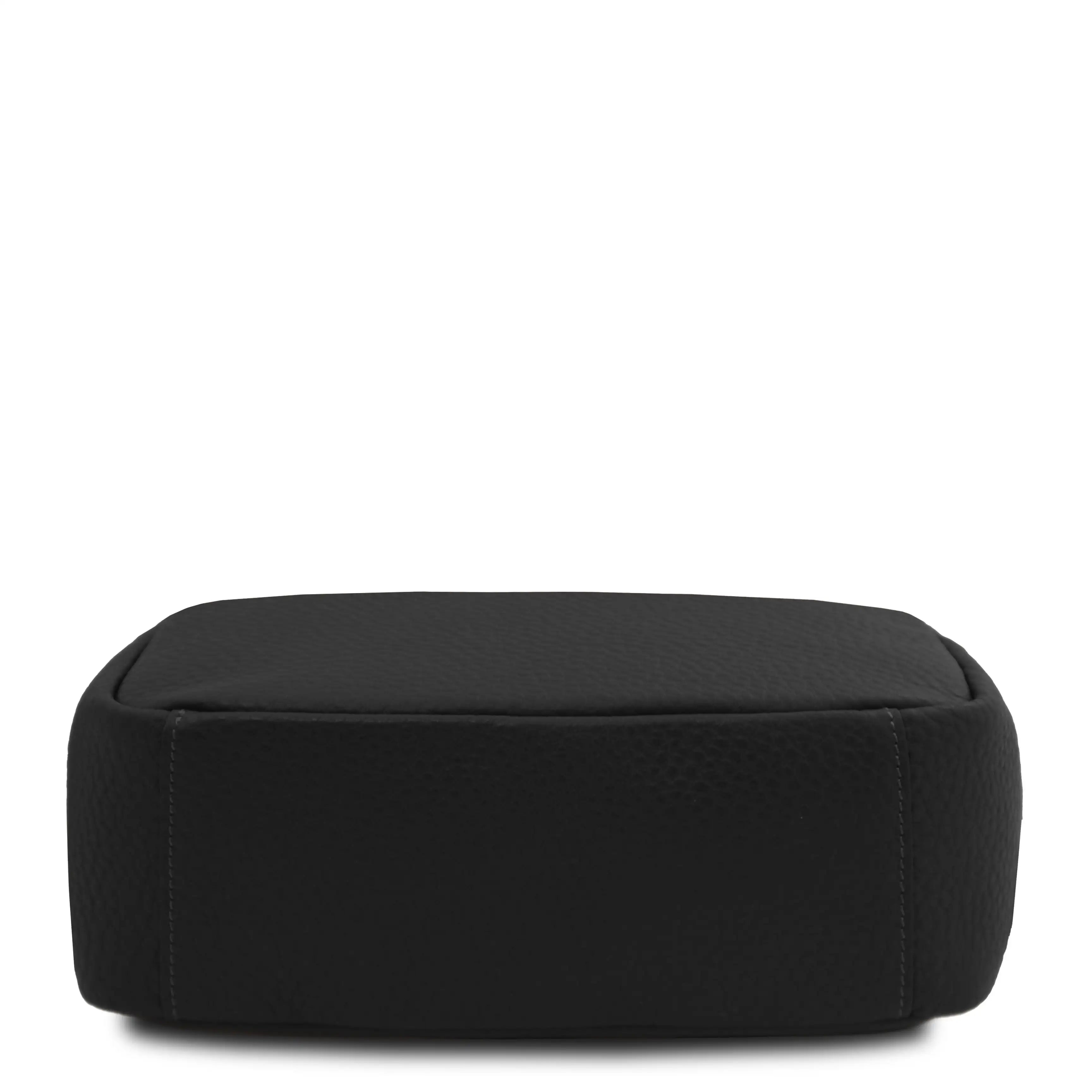 Bottom view Arco Italian Pebbled Leather Backpack in Black