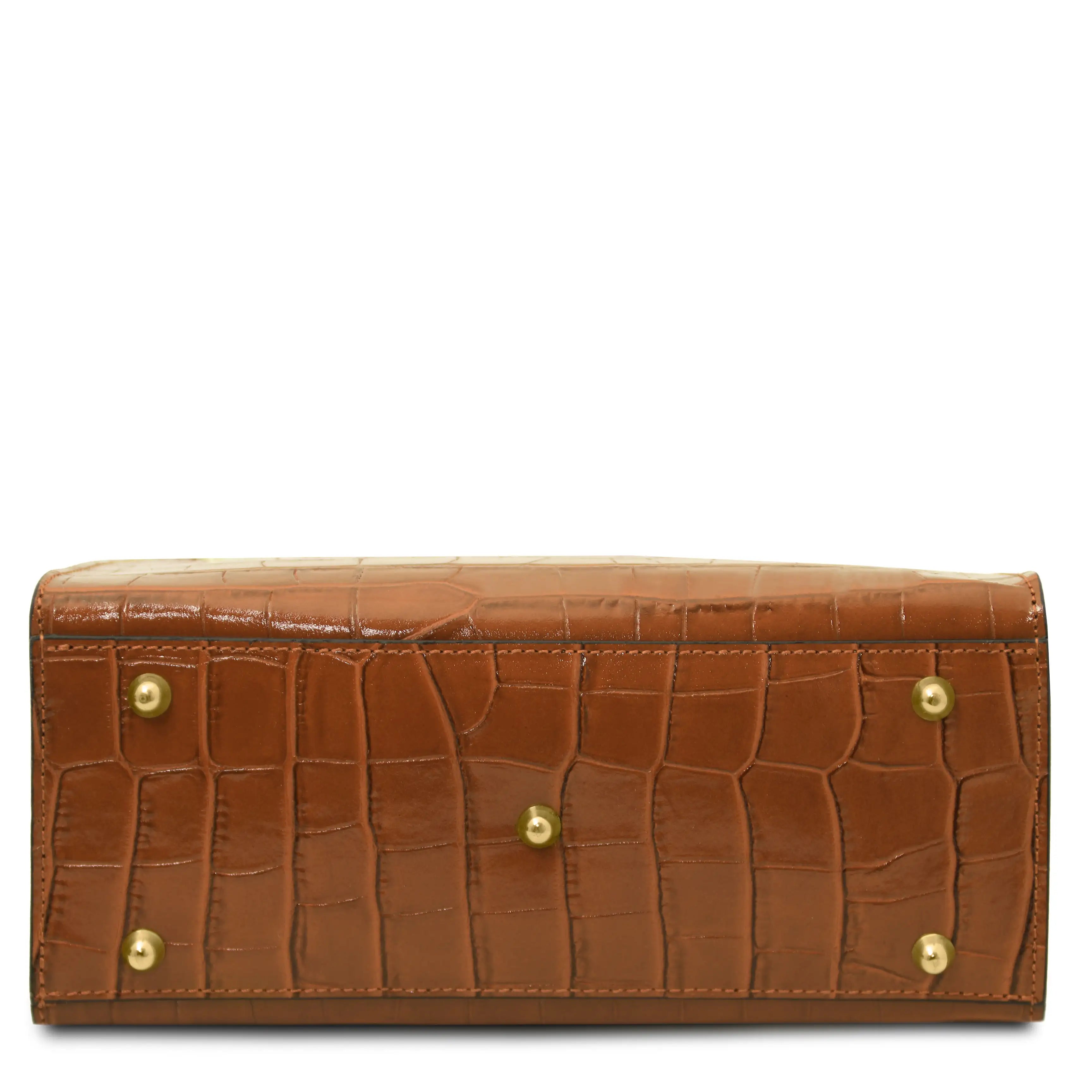 Croque Croc Print Italian Leather Handbag | Embossed Calf Leather