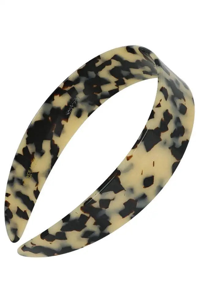 Ivory black mosaicl patterned headband on a white background