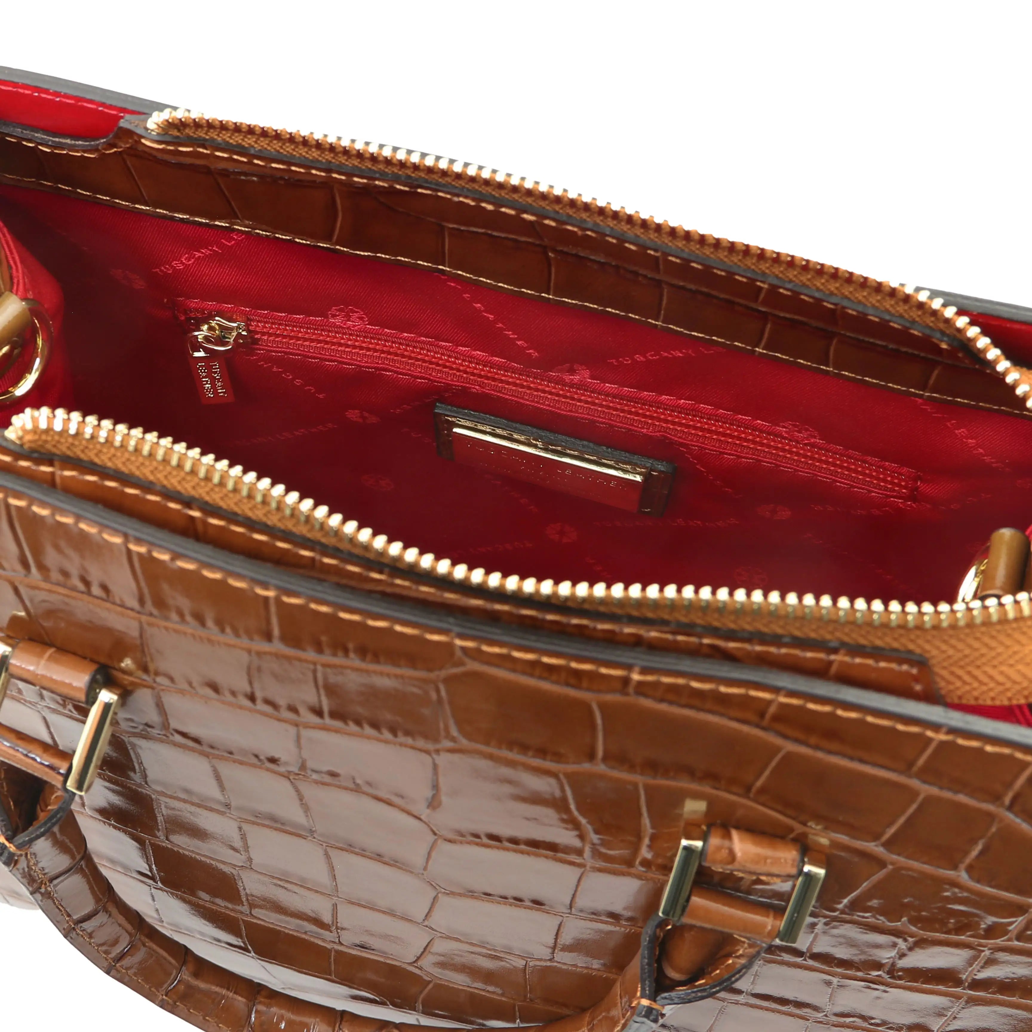 Croque Croc Print Italian Leather Handbag | Embossed Calf Leather