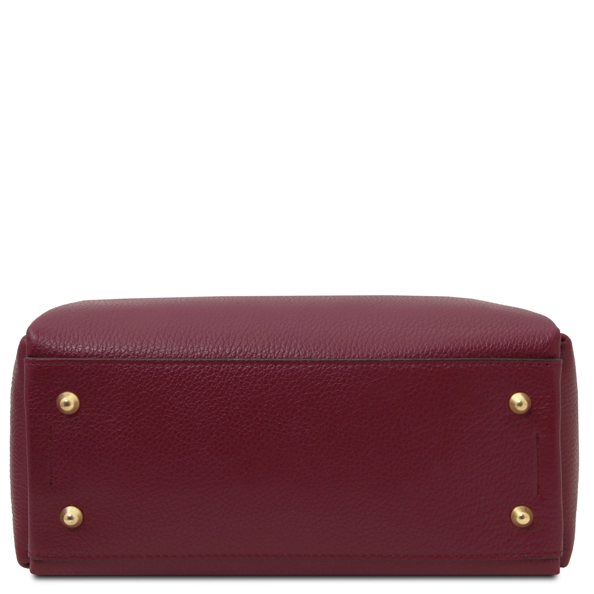 Bottom View Abby Italian Leather Shoulder Bag in Bordeaux