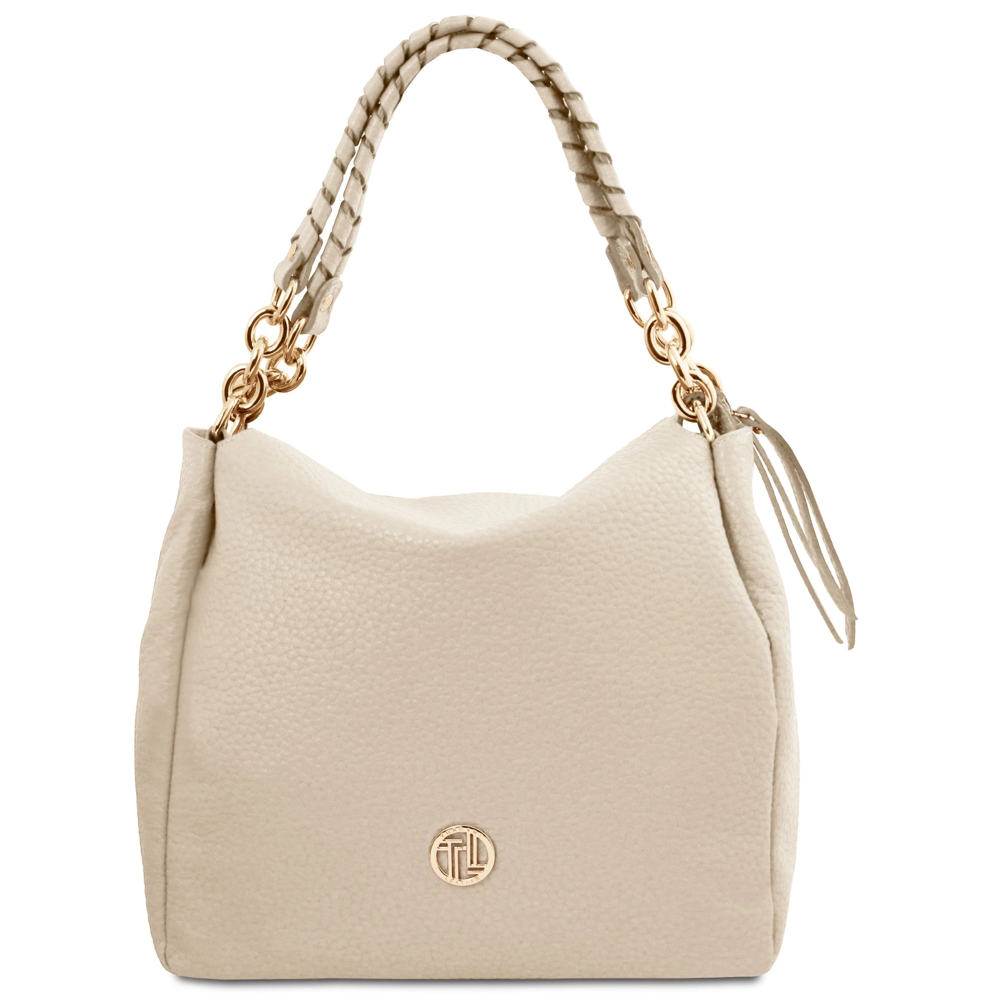 Amy Soft Italian Leather Beige Shopping Bag front of Bag- L'Atelier Global