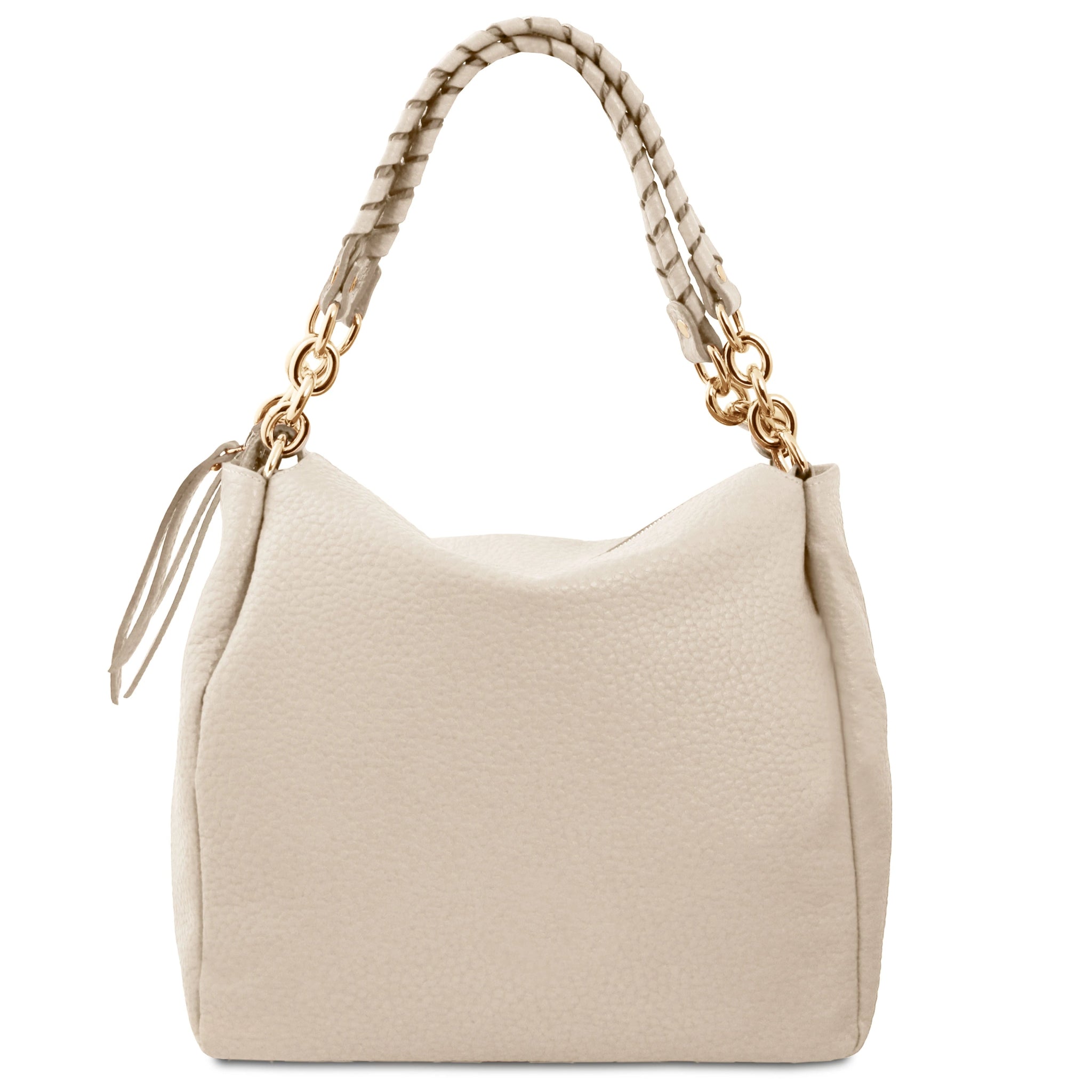 Amy Soft Italian Leather Beige Shopping Bag Back View - L'Atelier Global