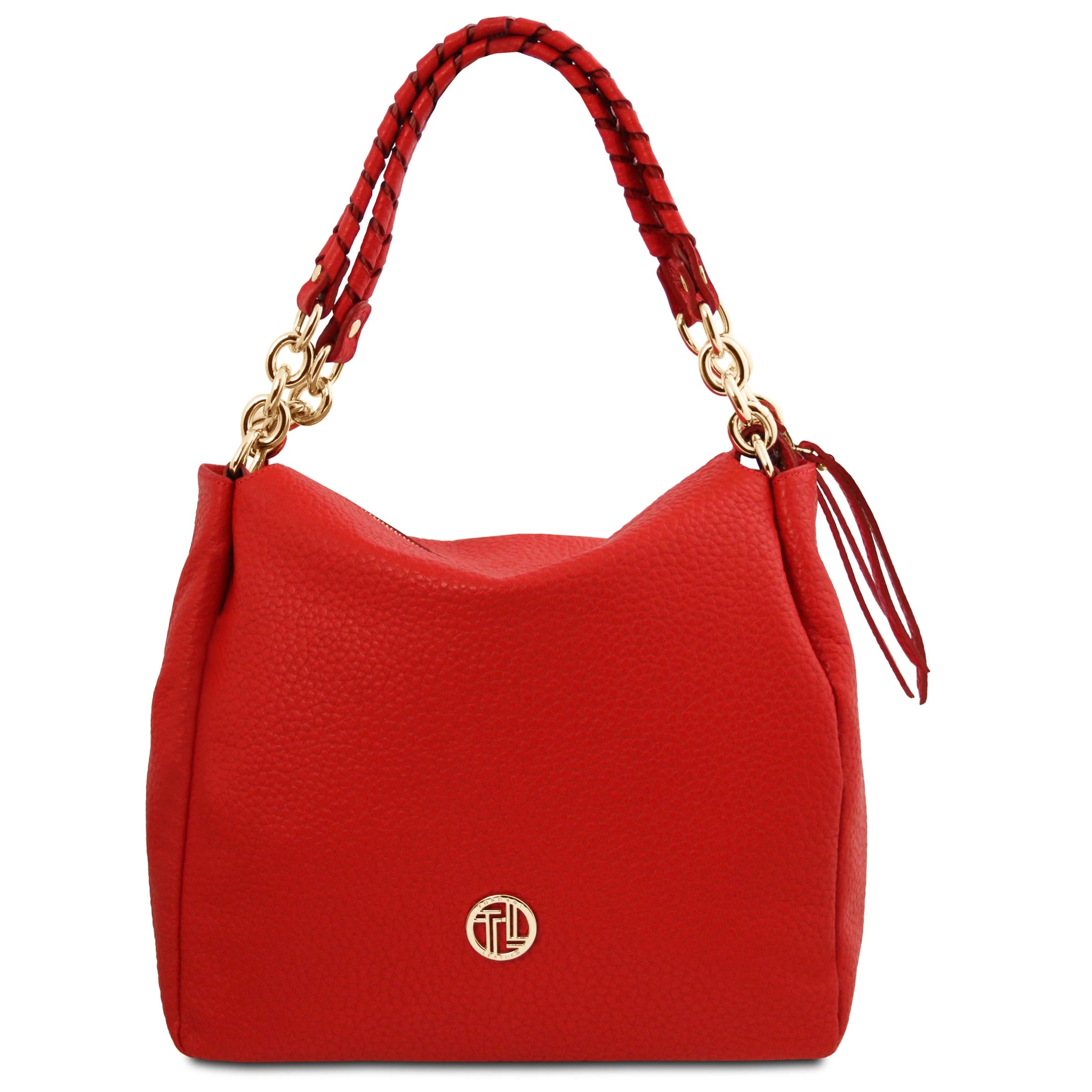 Amy Soft Italian Leather Red Shopping Bag Front - L'Atelier Global