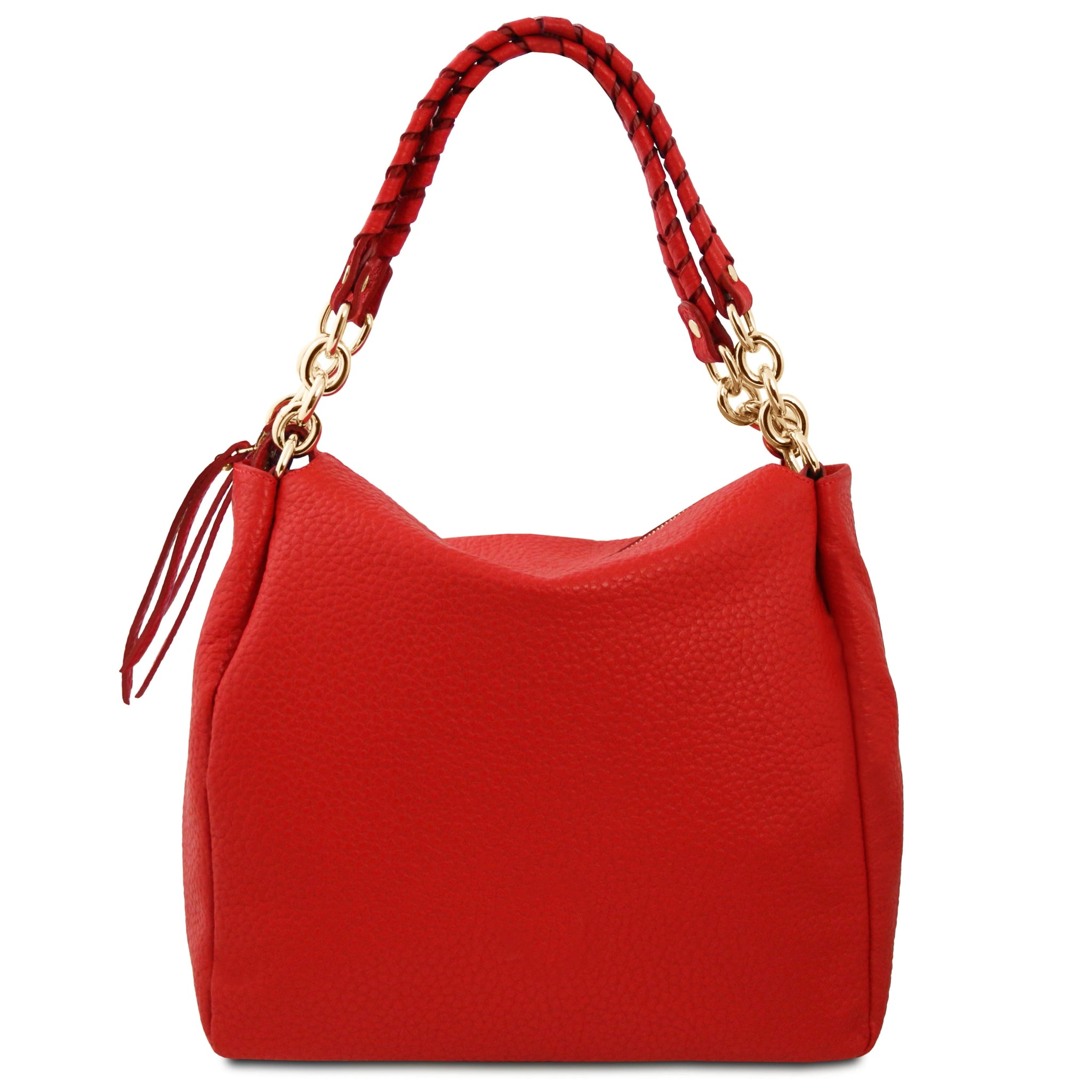 Amy Soft Italian Leather Red Shopping Bag Back View - L'Atelier Global
