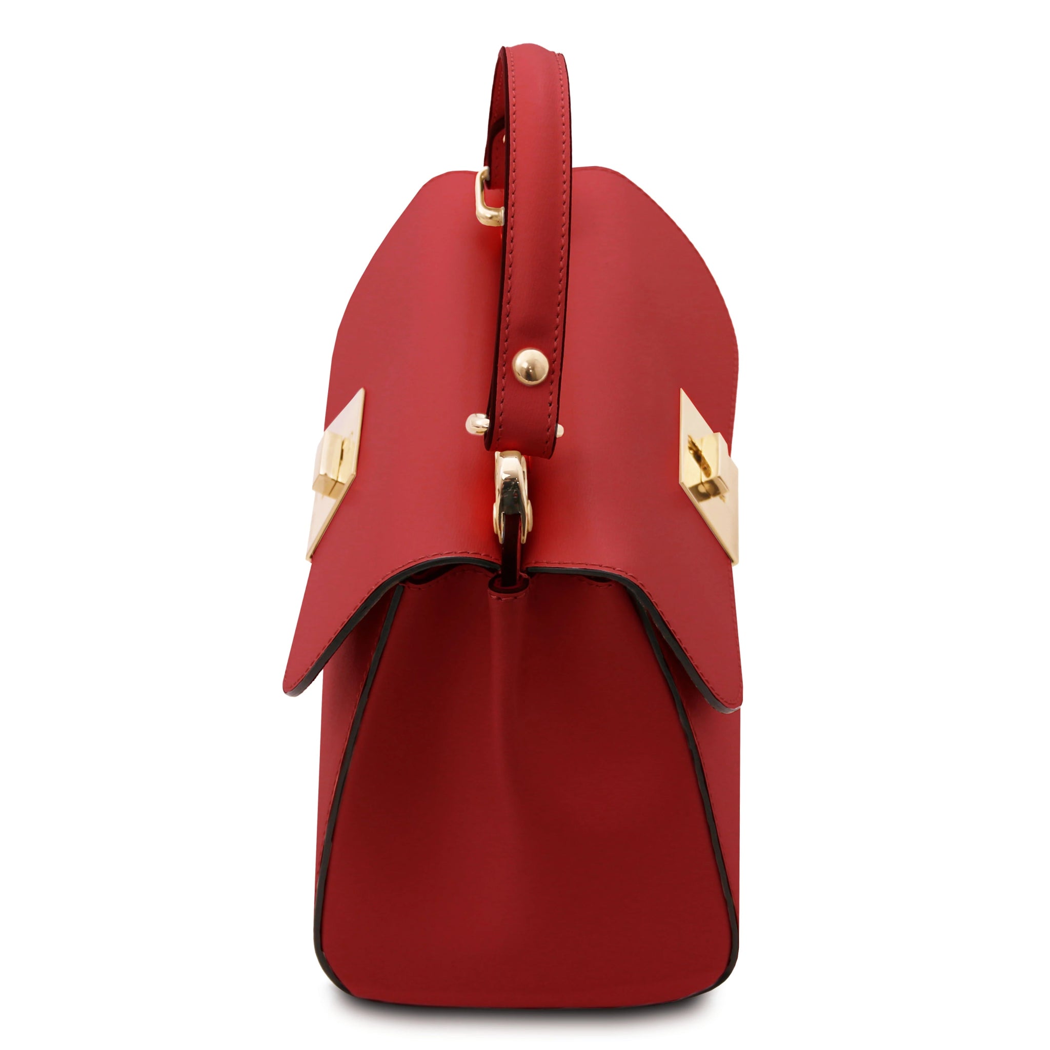 Armonia Italian Leather Handbag in Red Top Handle View