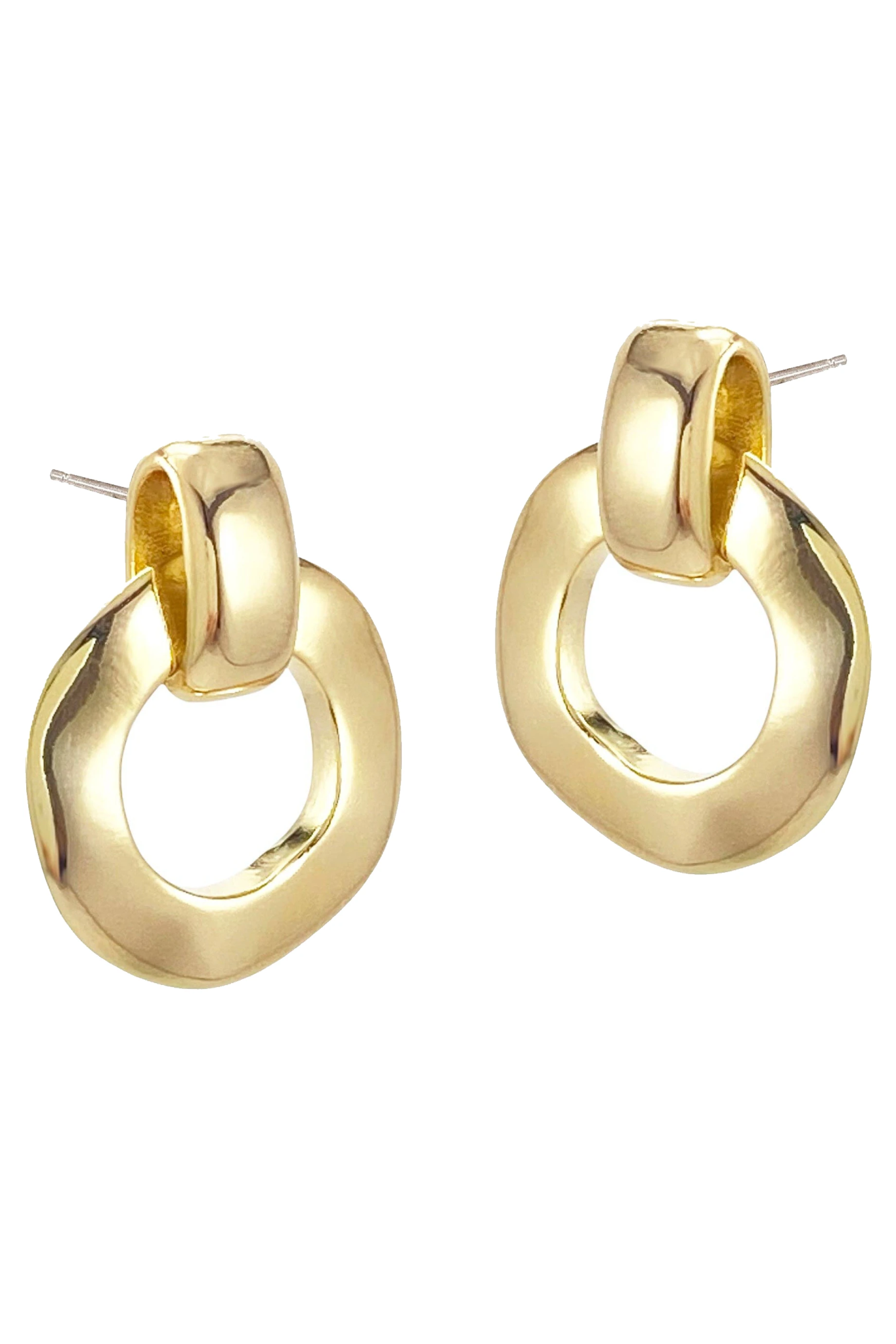 Aya Infinity Gold Post Earrings on a white background.