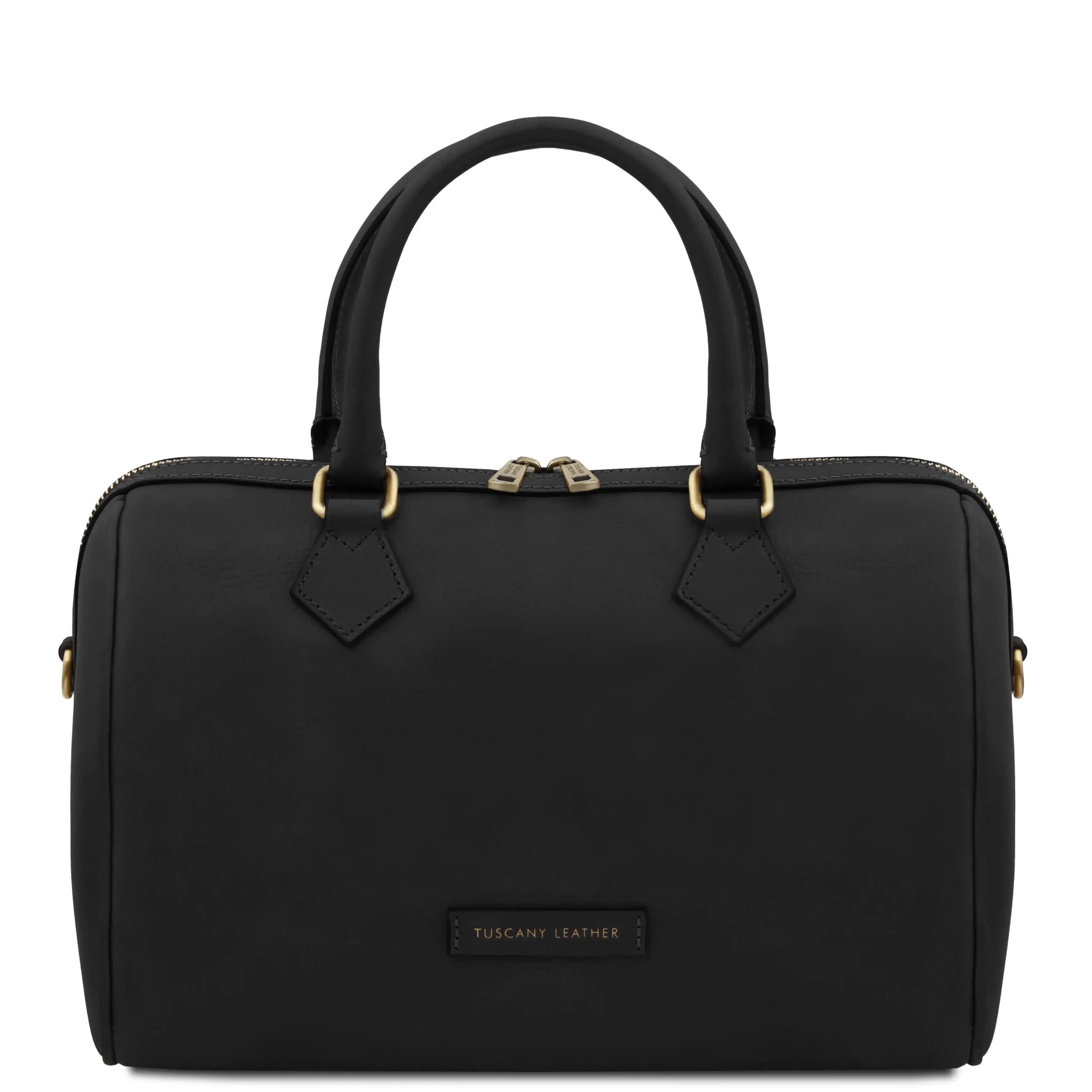 Front View Barrique Leather Duffle bag in black