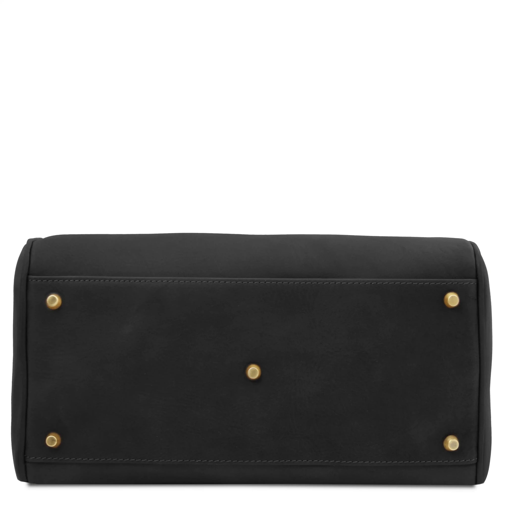 Bottom protective feet view Barrique Leather Duffle bag in black