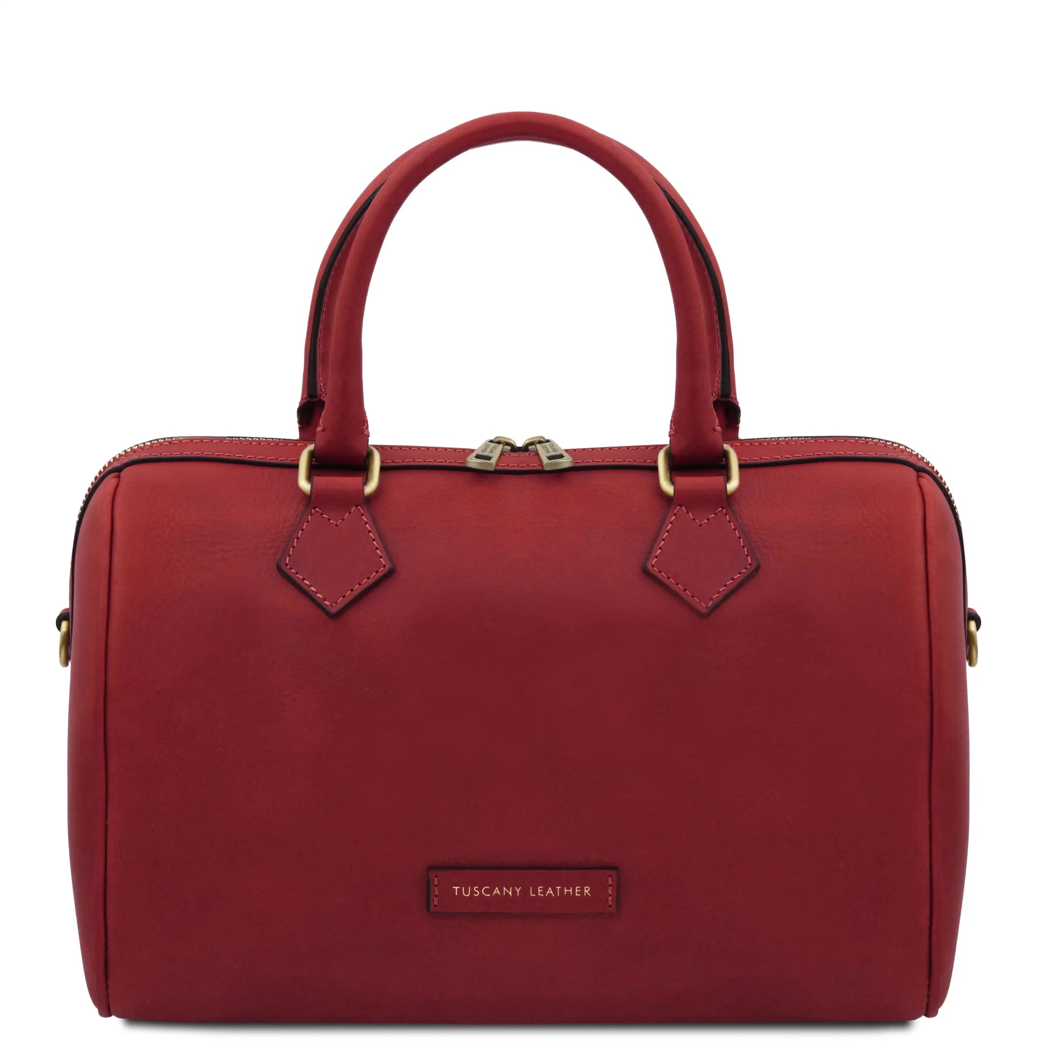 Front View Barrique Leather Duffle bag in red