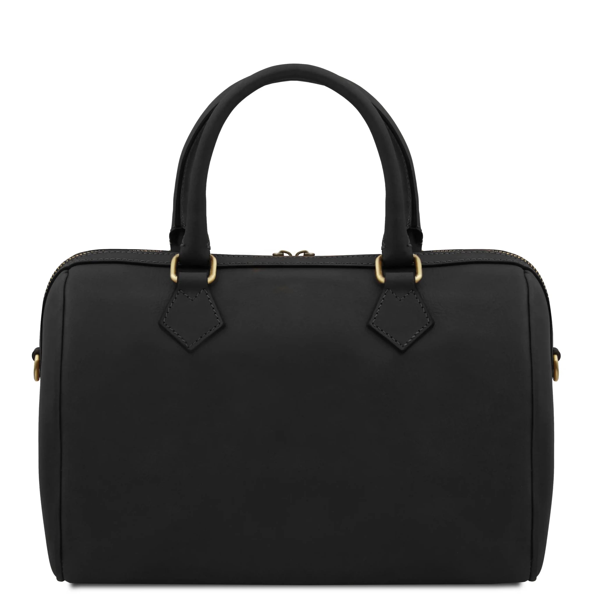 Back View Barrique Leather Duffle bag in black