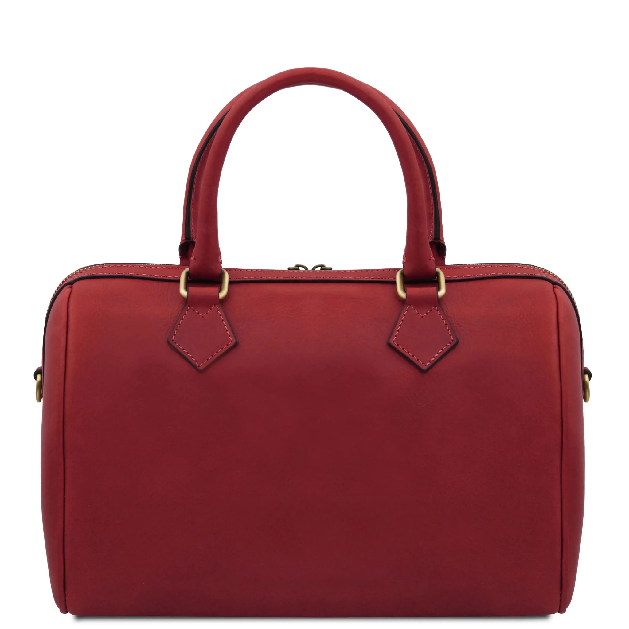 Back View Barrique Leather Duffle bag in red