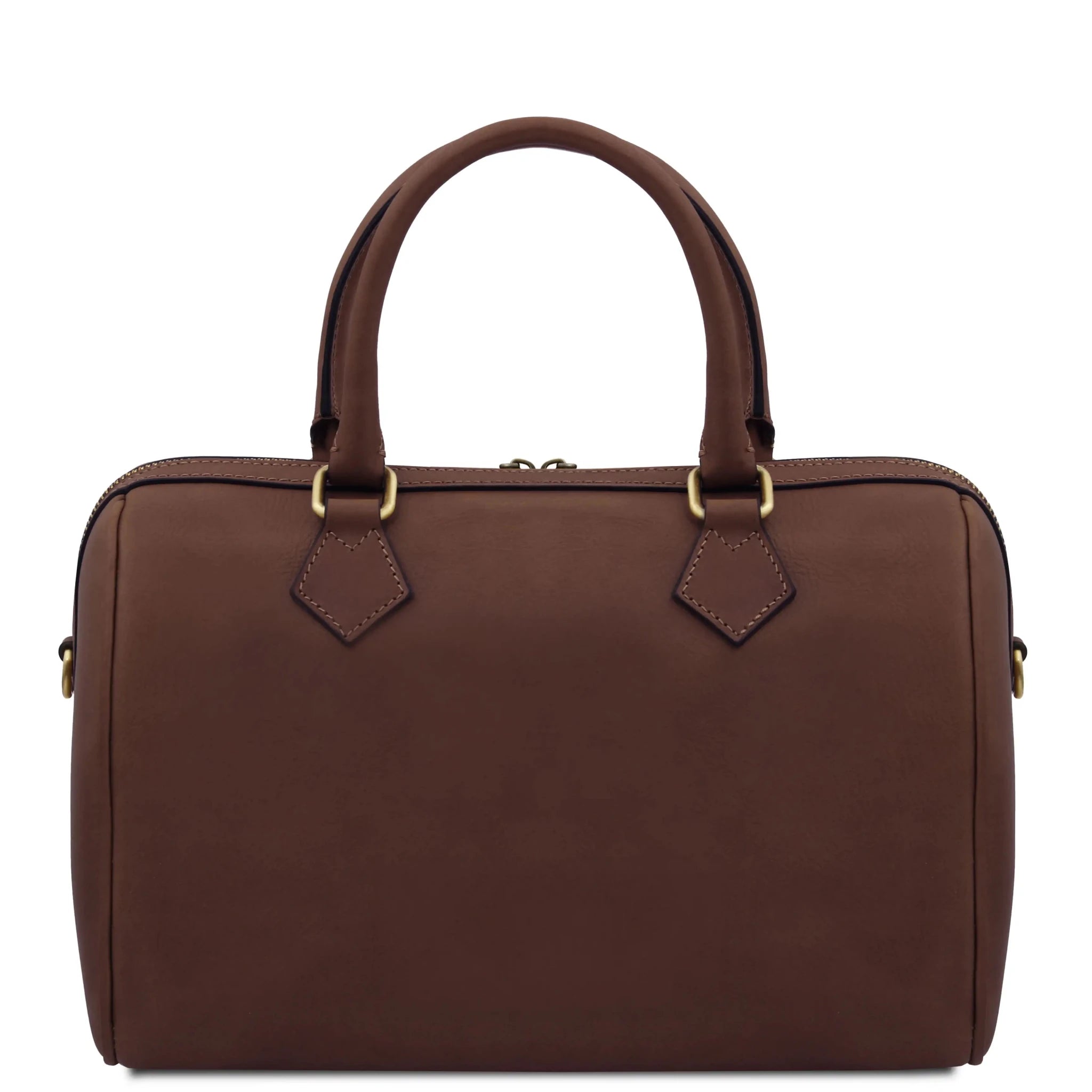 Back View Barrique Leather Duffle bag in dark brown