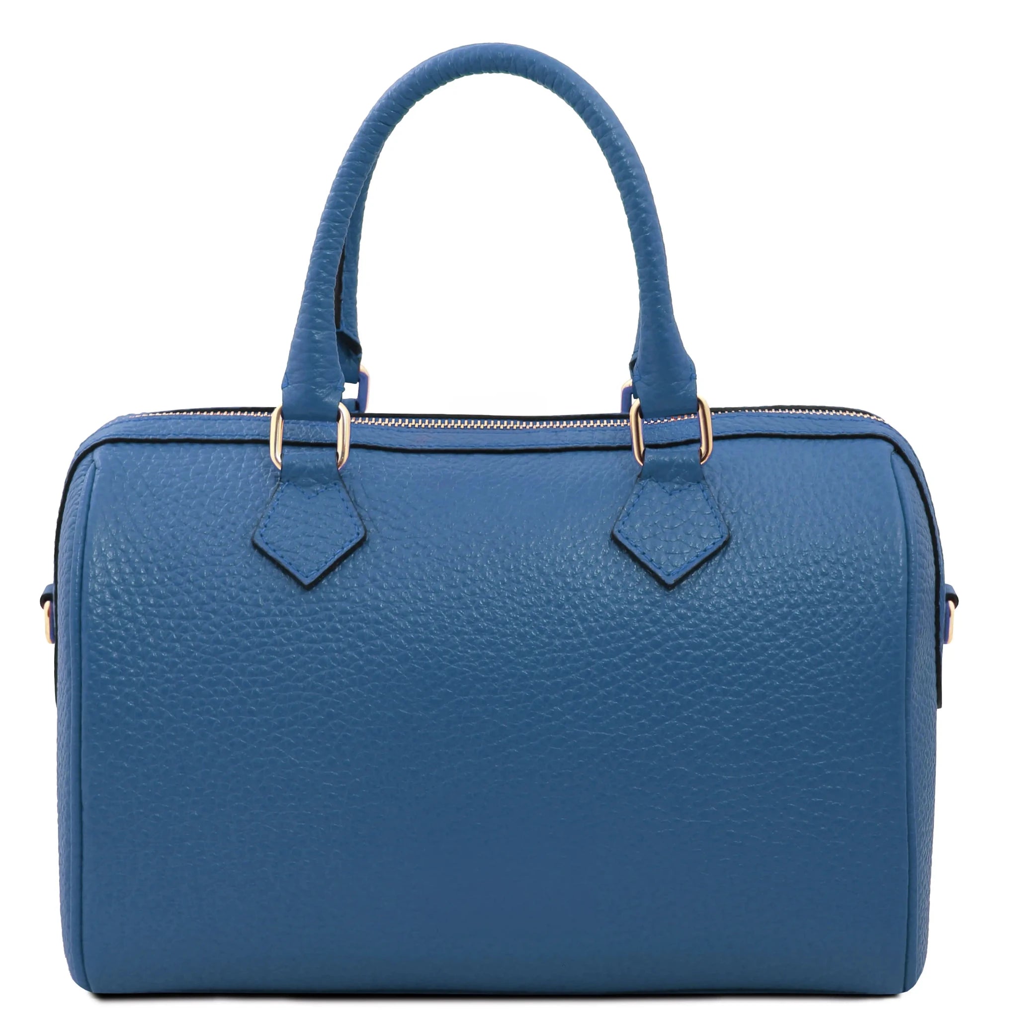 Back View Barrique Leather Duffle bag in blue