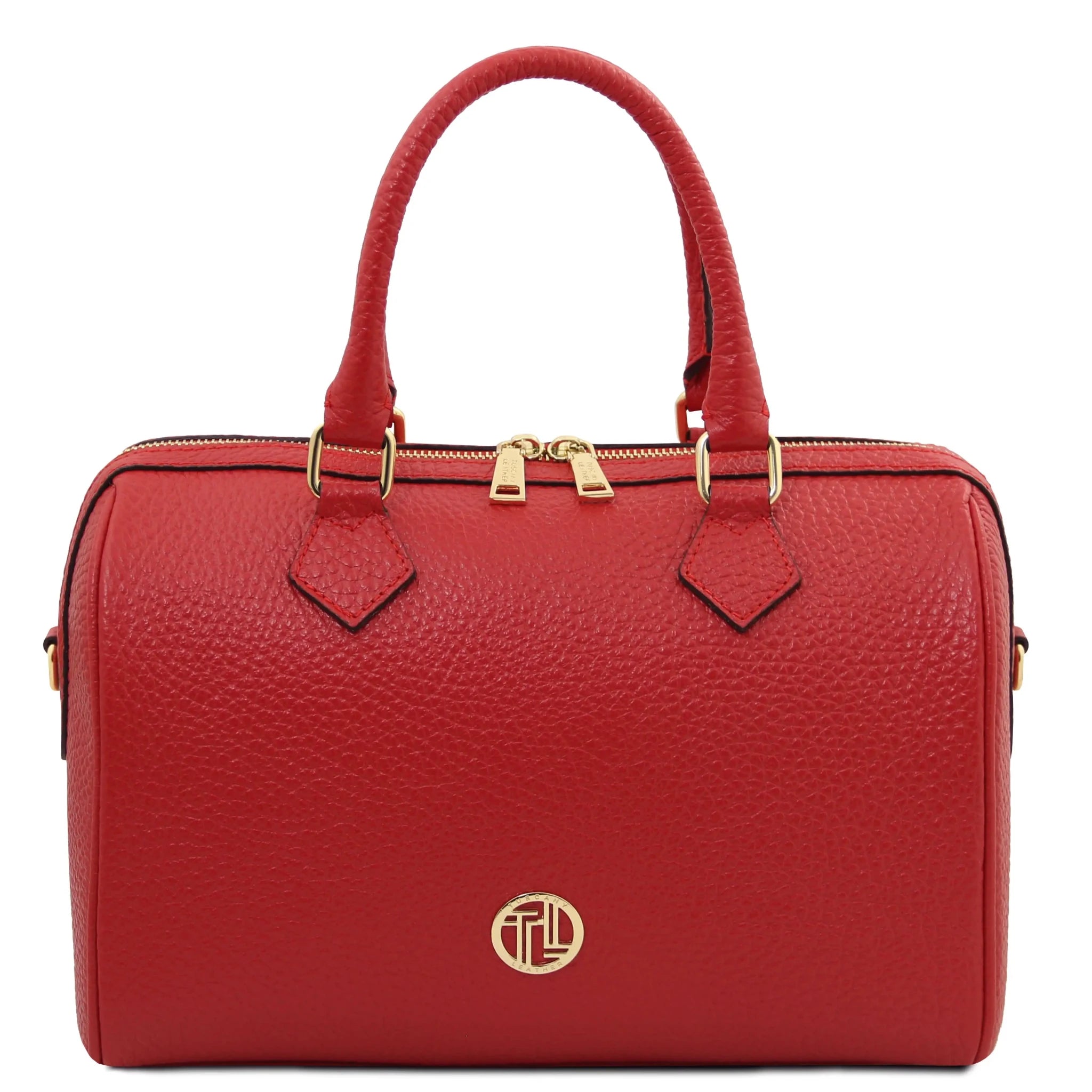 Front View Barrique Leather Duffle bag in red
