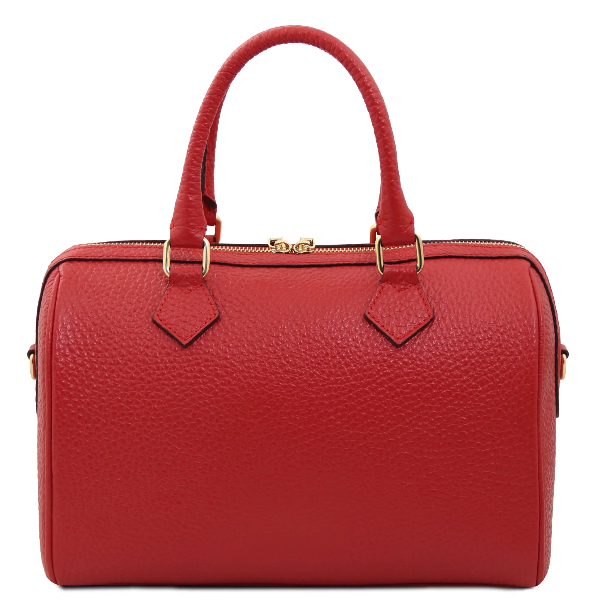 Back View Barrique Leather Duffle bag in red