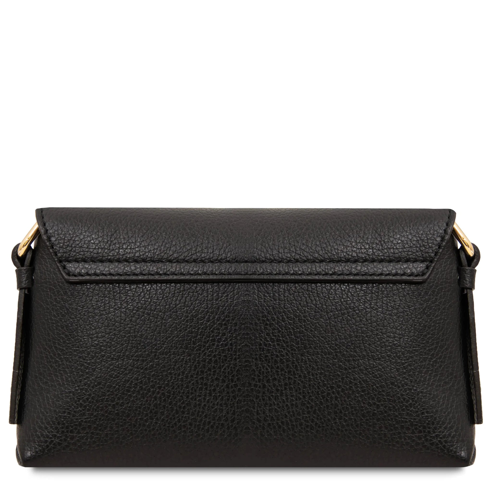 Back view Biscuit Soft Italian Leather Shoulder Bag in Black on white background