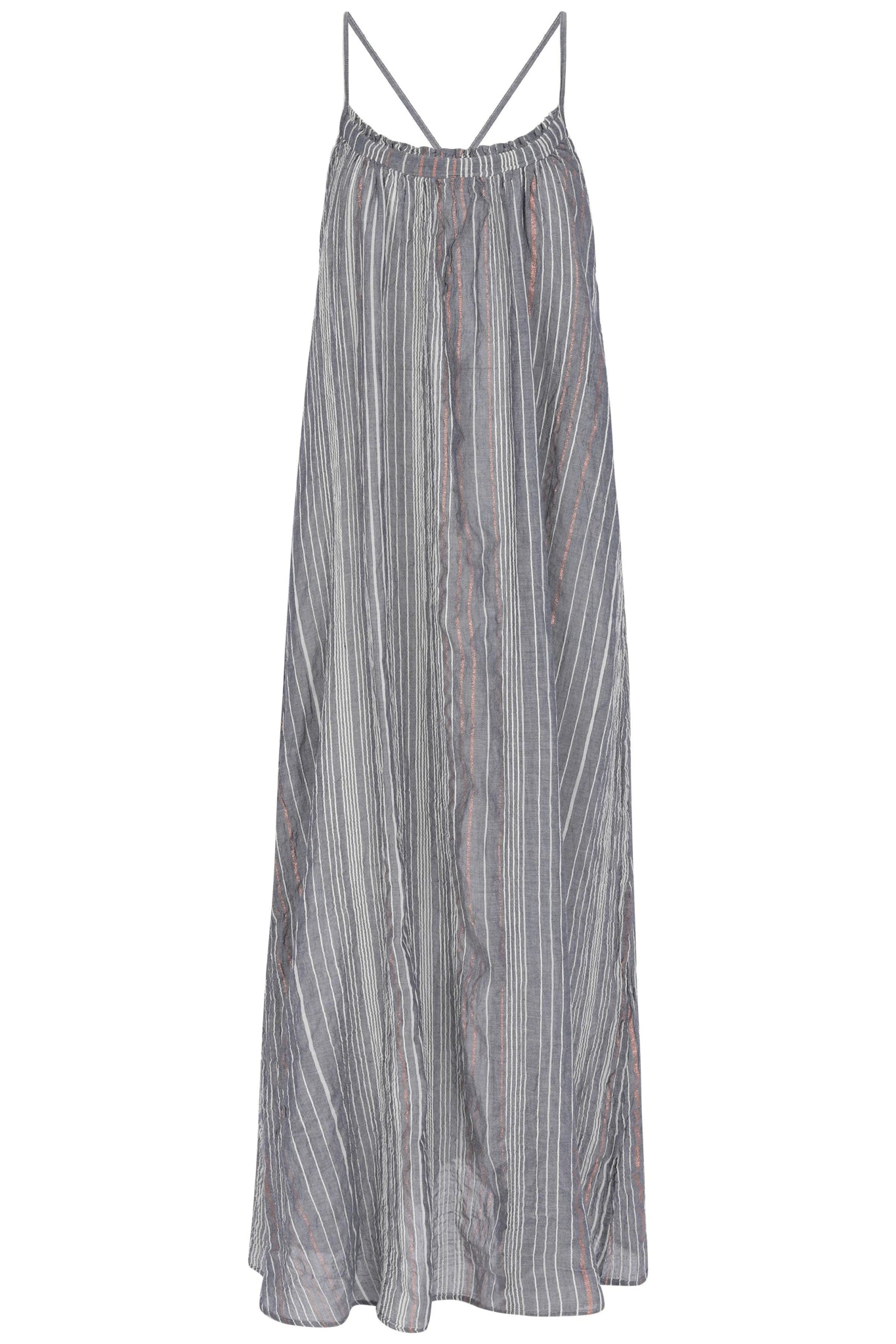 Striped dress with thin straps on a white background