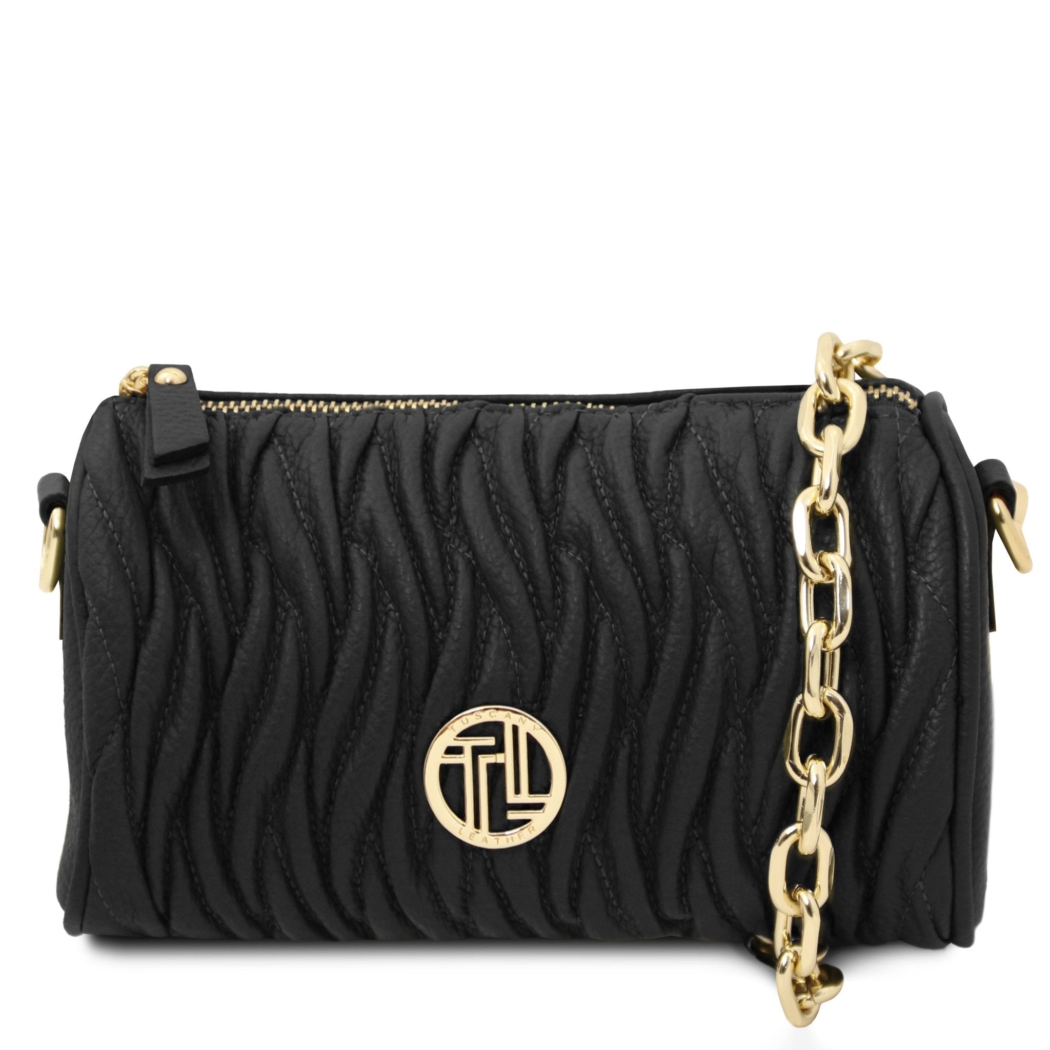 Chantilly Mini Bowling Bag in Black with gold chain handle