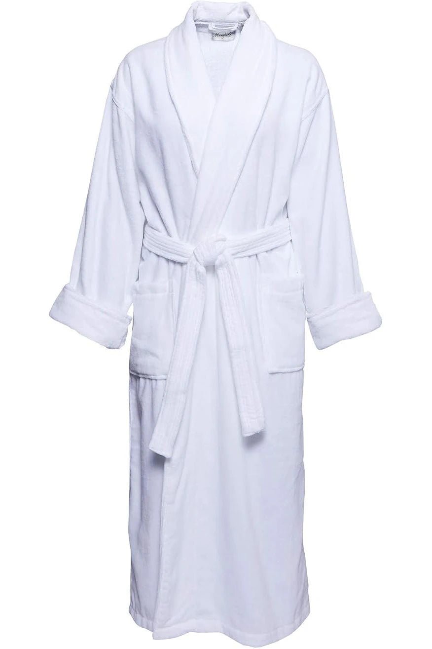 Classic Cotton Terry Velour Shawl Collar Robe on a white background