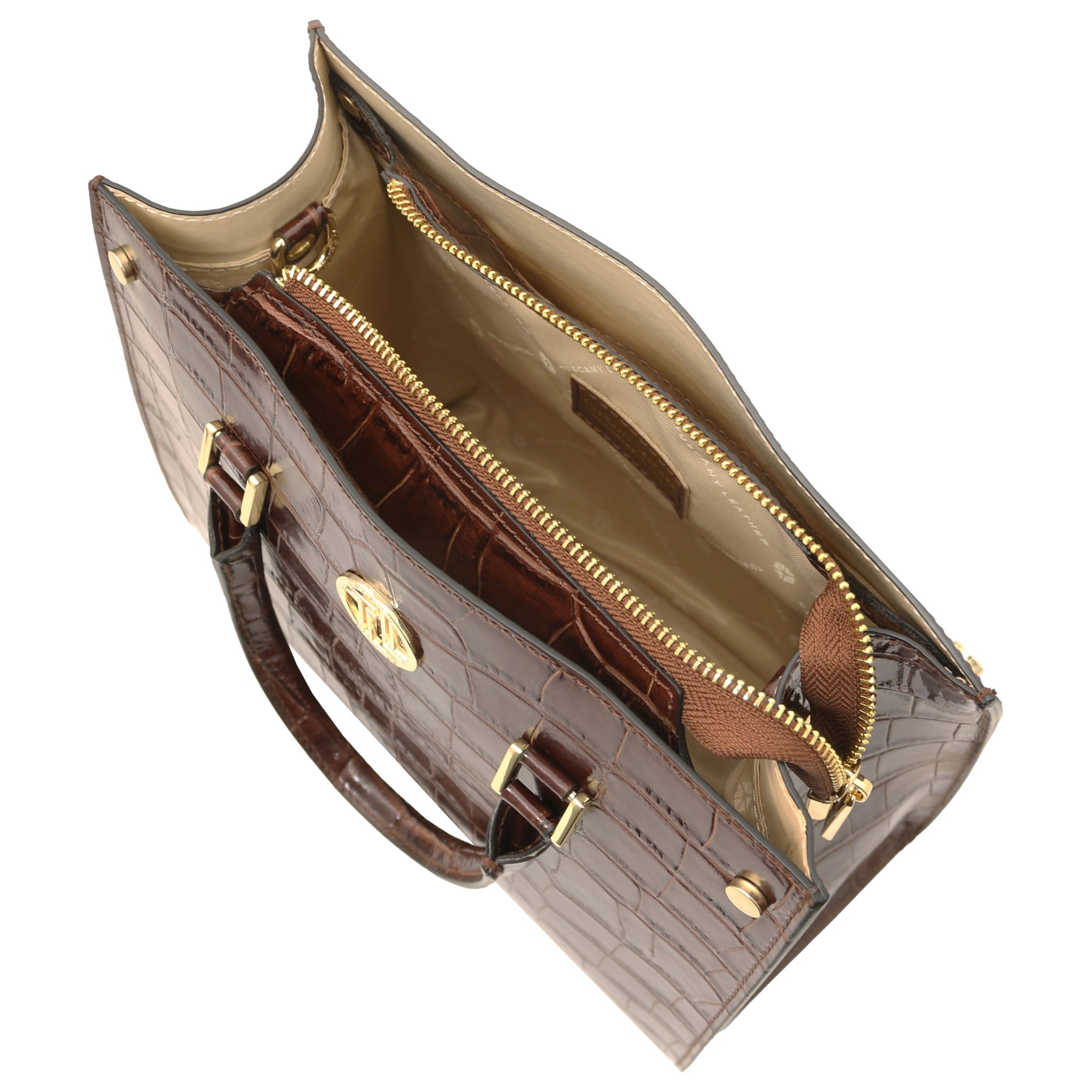 Croque Croc Print Italian Leather Handbag