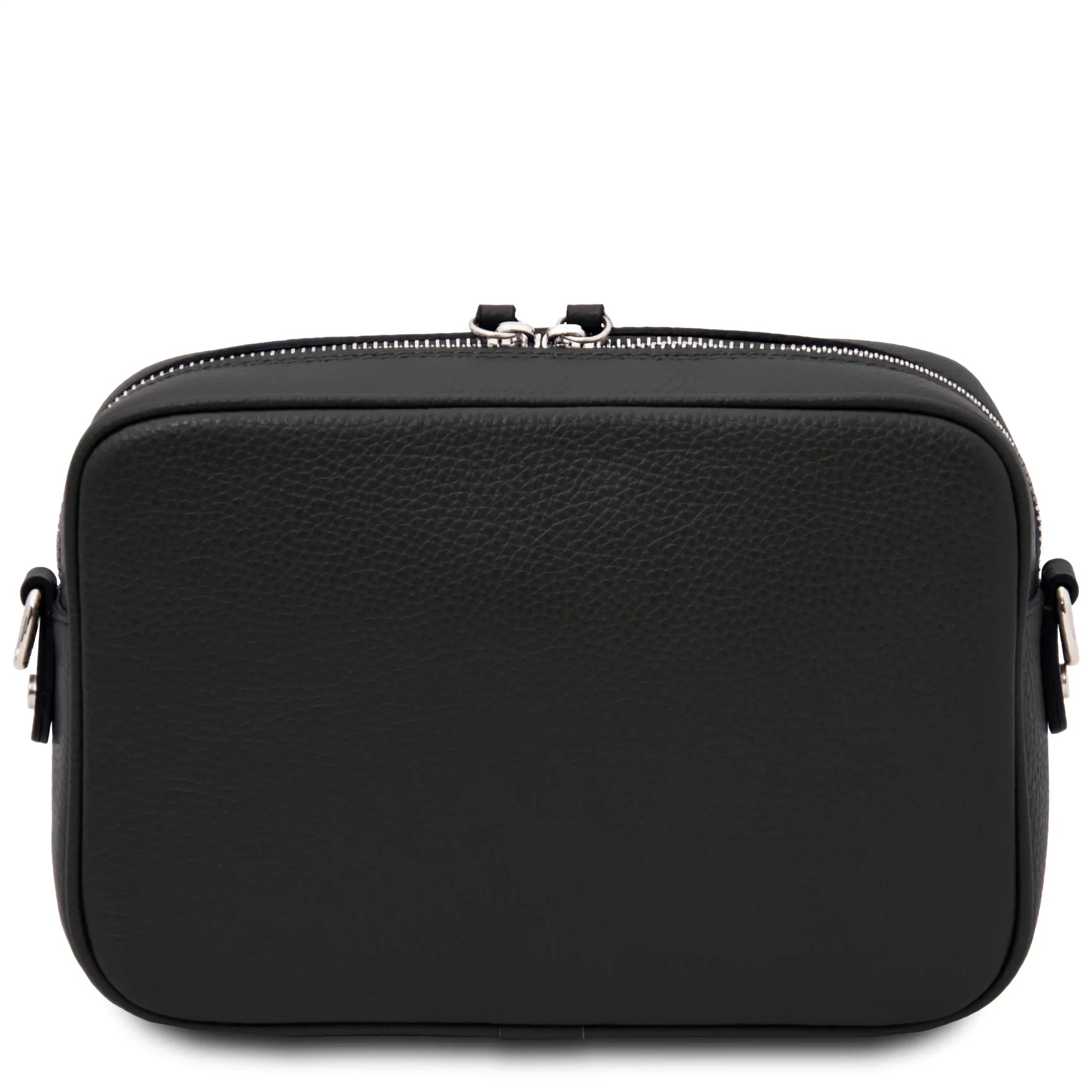Back view Cubetto Italian Leather Shoulder Bag in Black