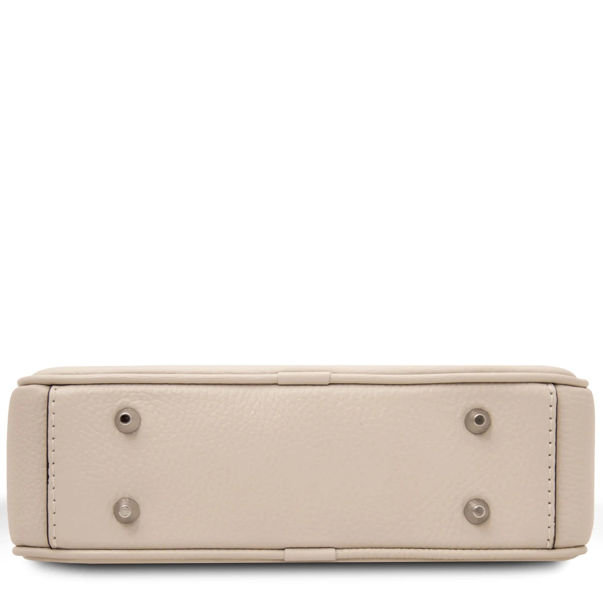 Bottom view Cubetto Italian Leather Shoulder Bag in Beige