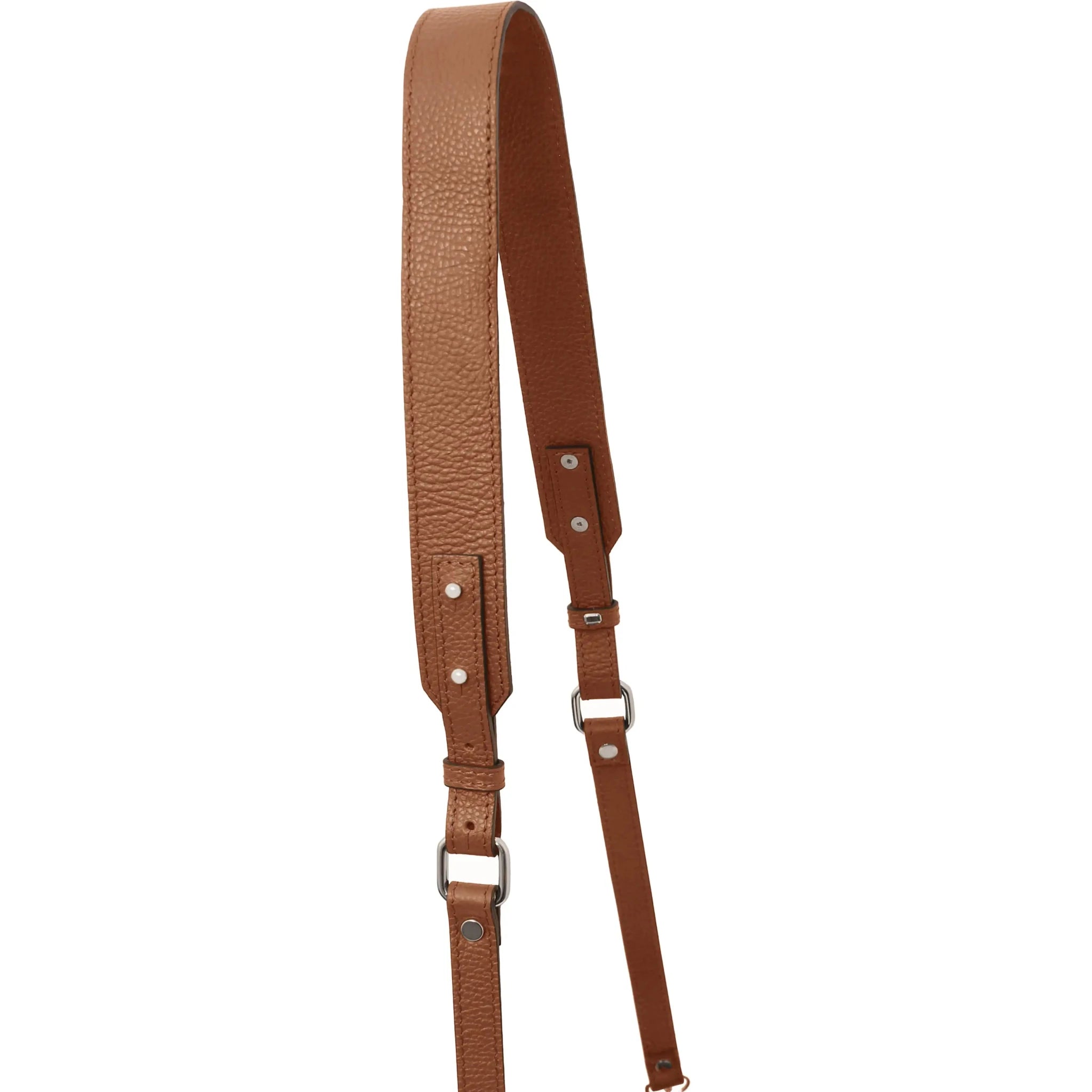 Shoulder strap view Cubetto Italian Leather Shoulder Bag in Cognac