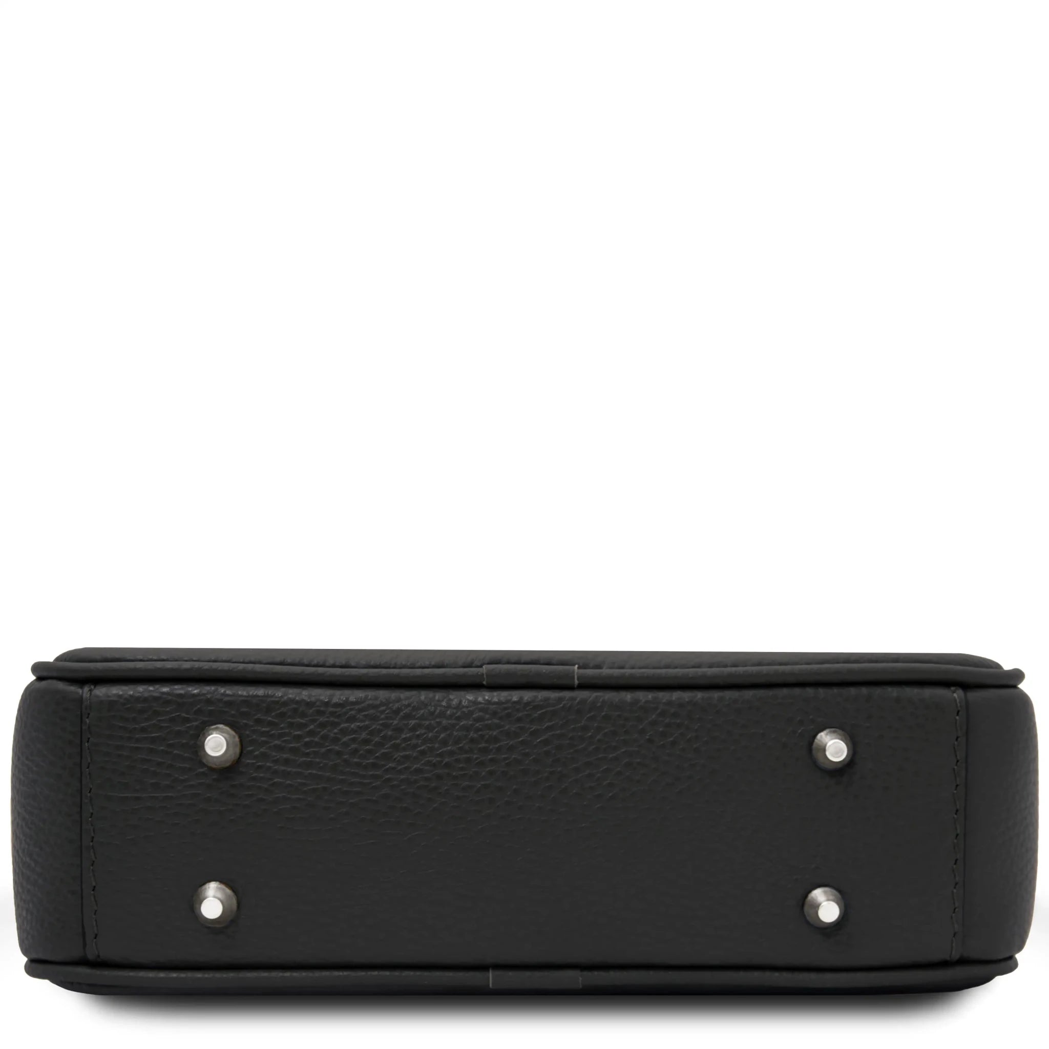 Bottom view Cubetto Italian Leather Shoulder Bag in Black