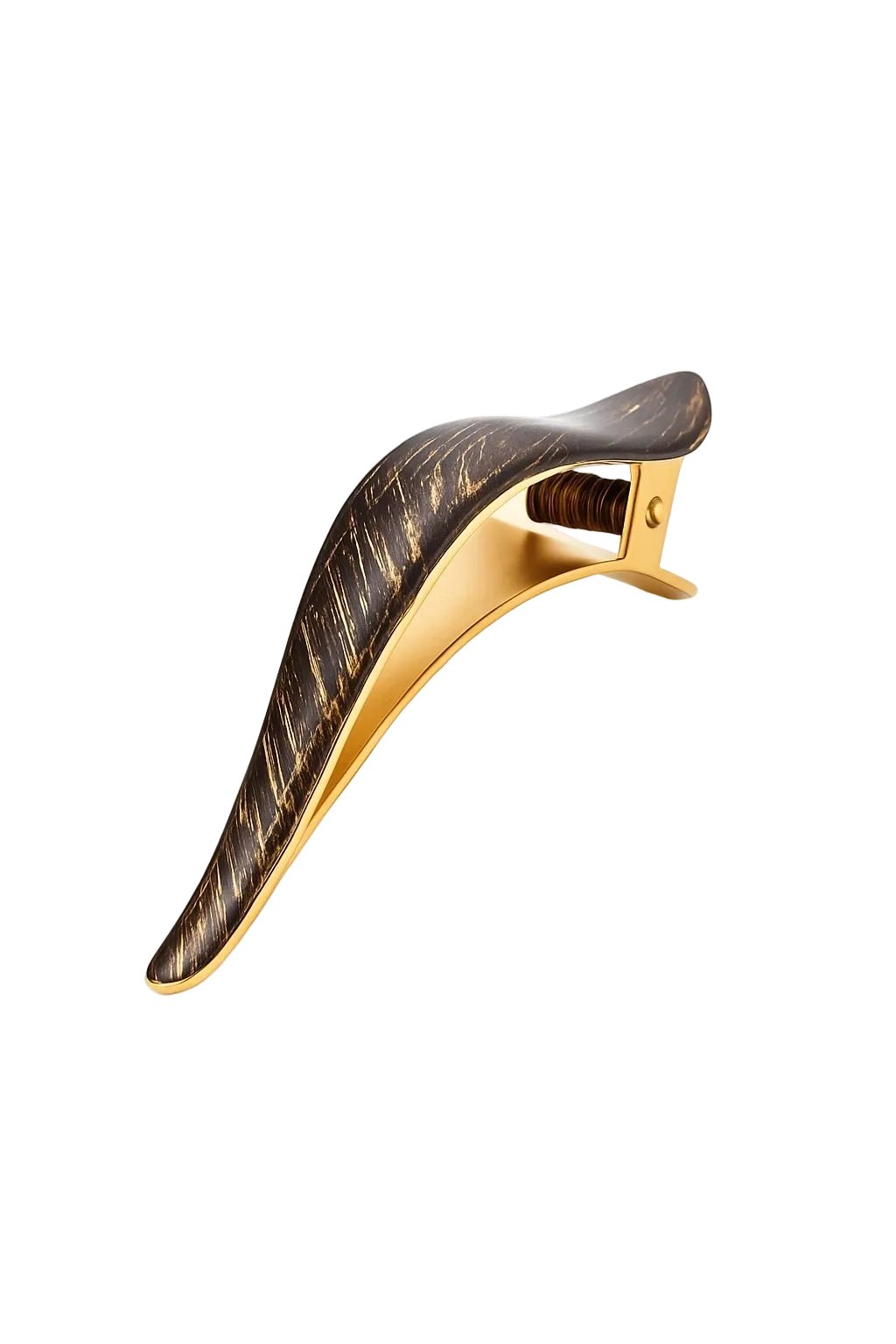 Dark Blonde Enamel Hair Clip in Gold on a white background