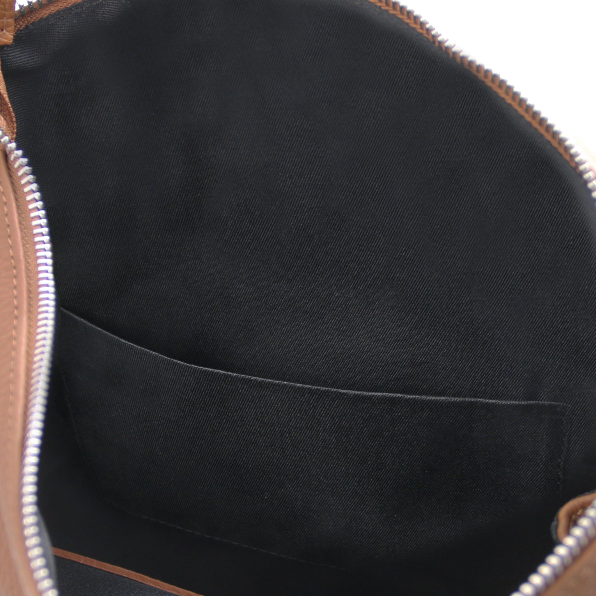 Interior open pocket view Denver Soft Italian Leather Backpack in Cognac