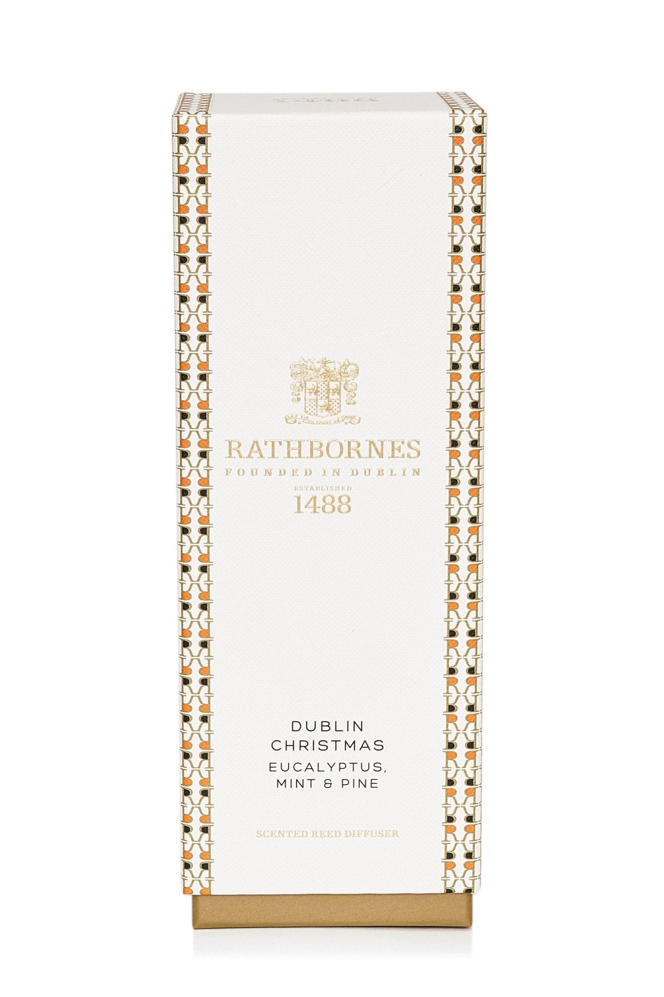 Dublin Christmas Scented Reed Diffuser (Eucalyptus, Mint & Pine) white decorated shipping box on a white background