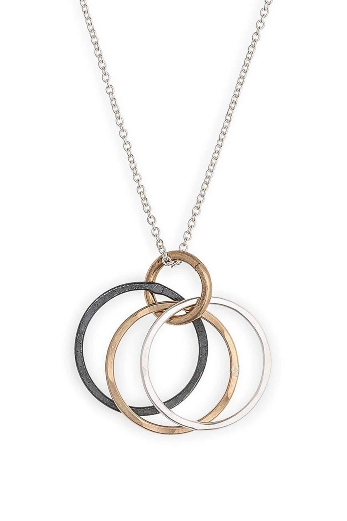 Endless Possibilities Sterling Silver Necklace o a white background showing the different colored hoops - L'Atelier Global