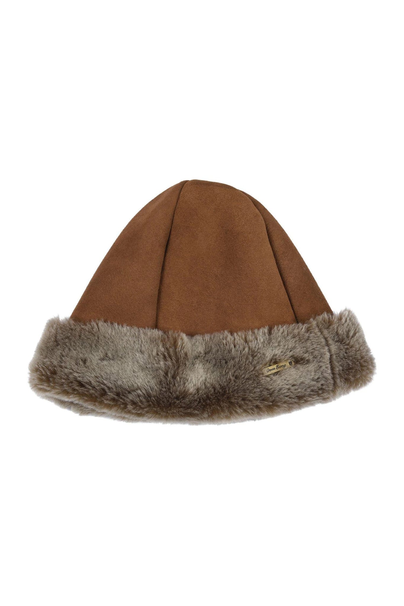 English Sheepskin Classic Beanie Hat in Tan Ottoman on a white background