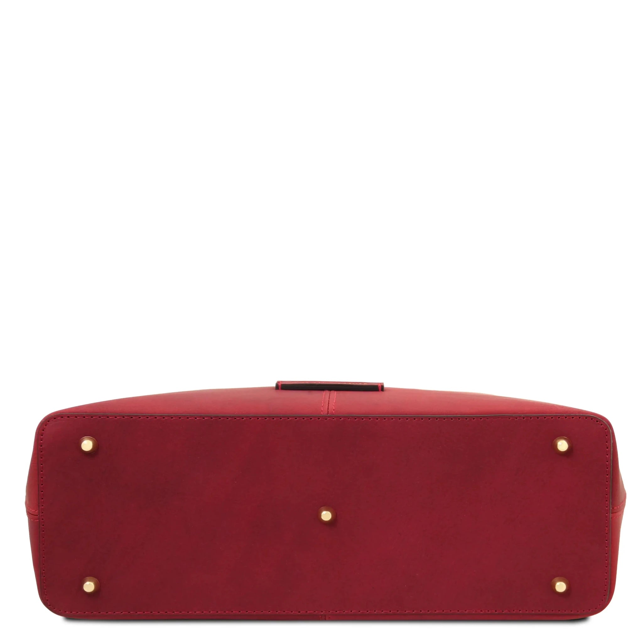 Bottom protective metal feet view Red Essenza Shoulder Bag