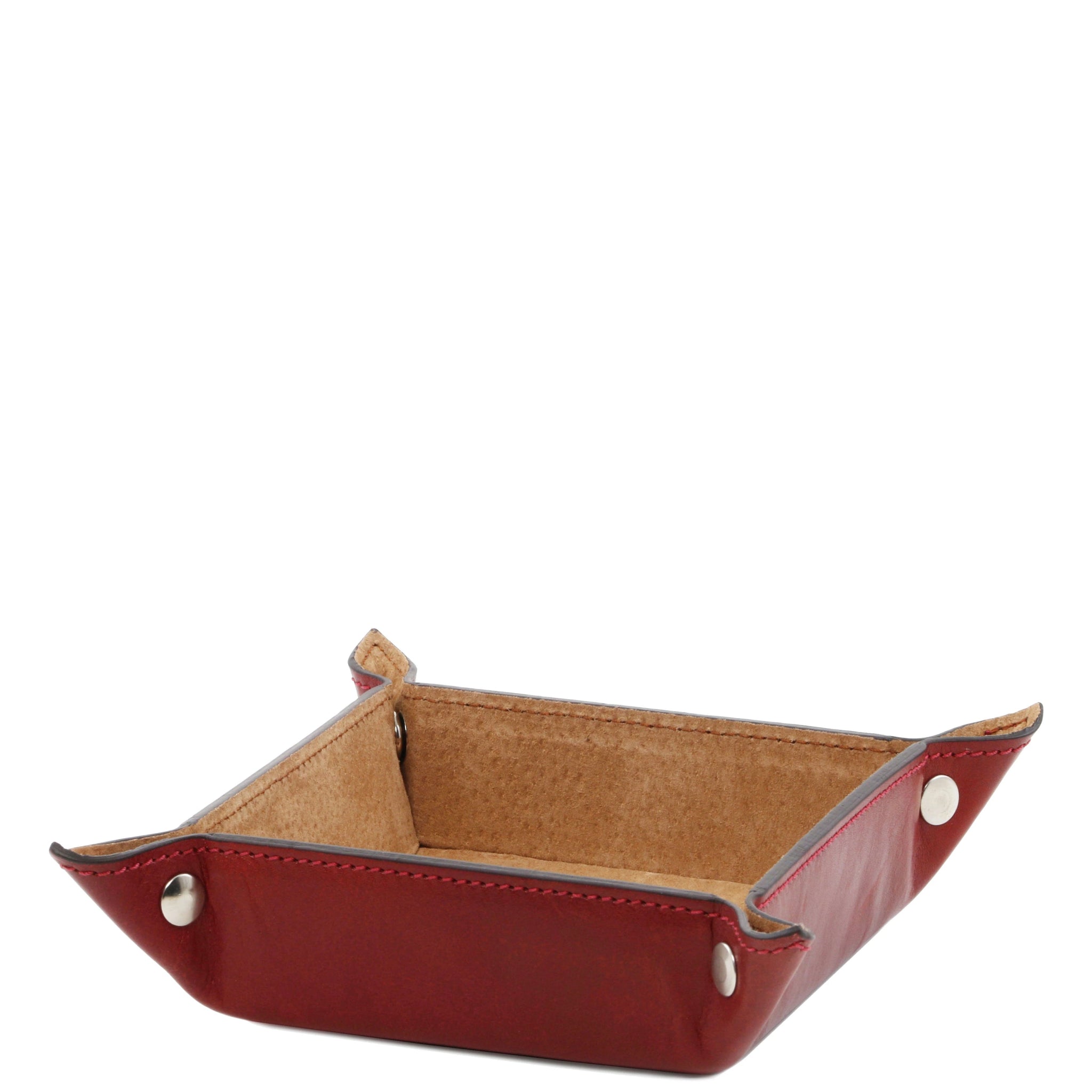 Exclusive Italian Leather Valet Tray - Small - Red - shop_name#