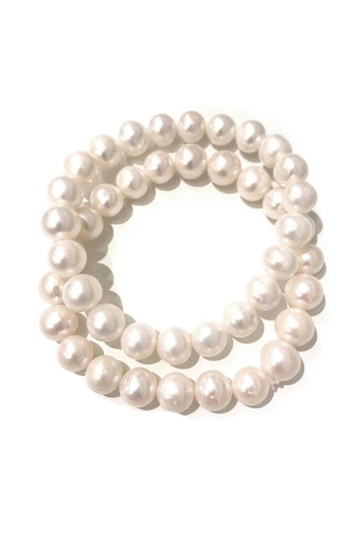 Freshwater Pearl Organic Stretch Bracelet Set on a white background - L'Atelier Global