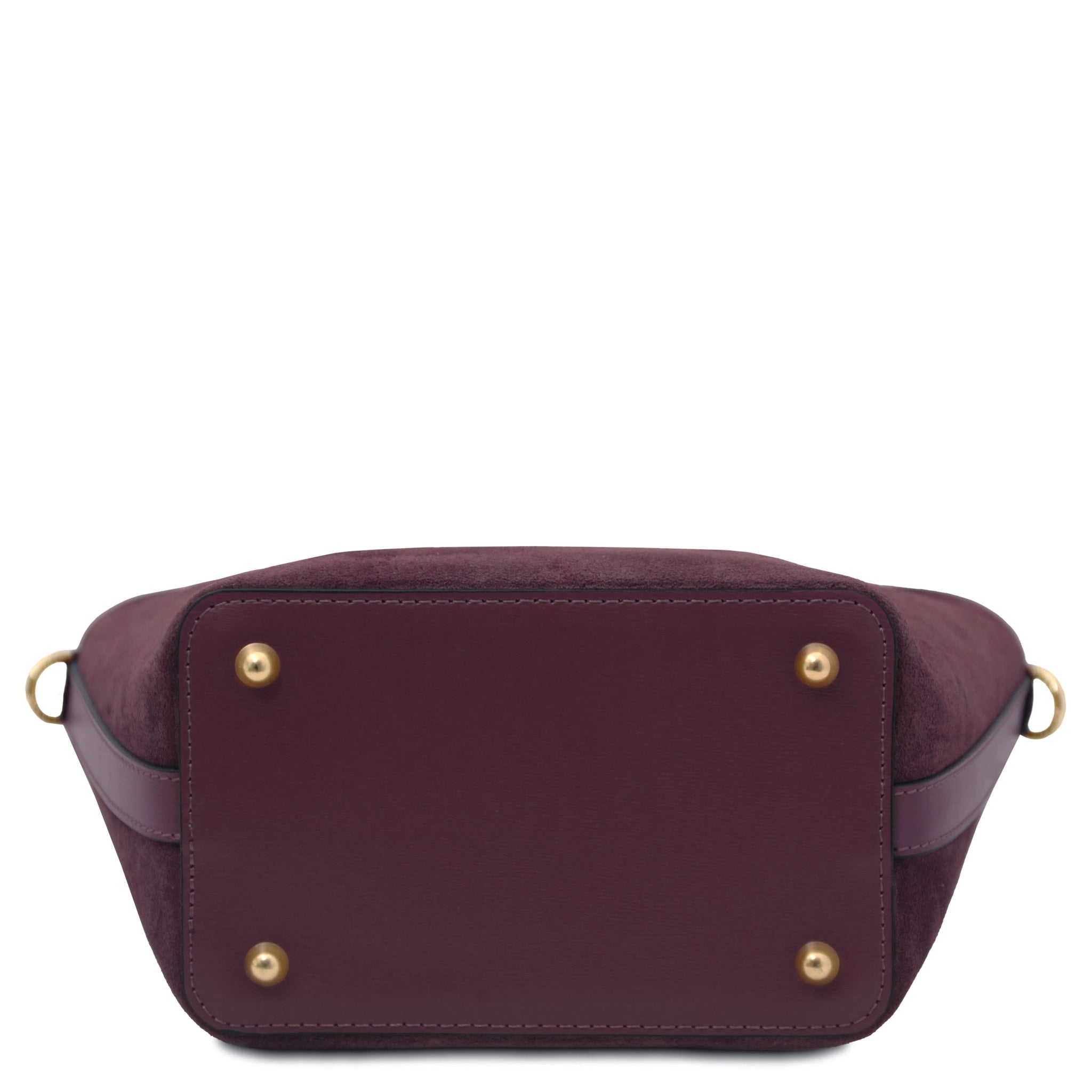 Bottom view Glacette Suede Leather Bucket bag in Bordeaux