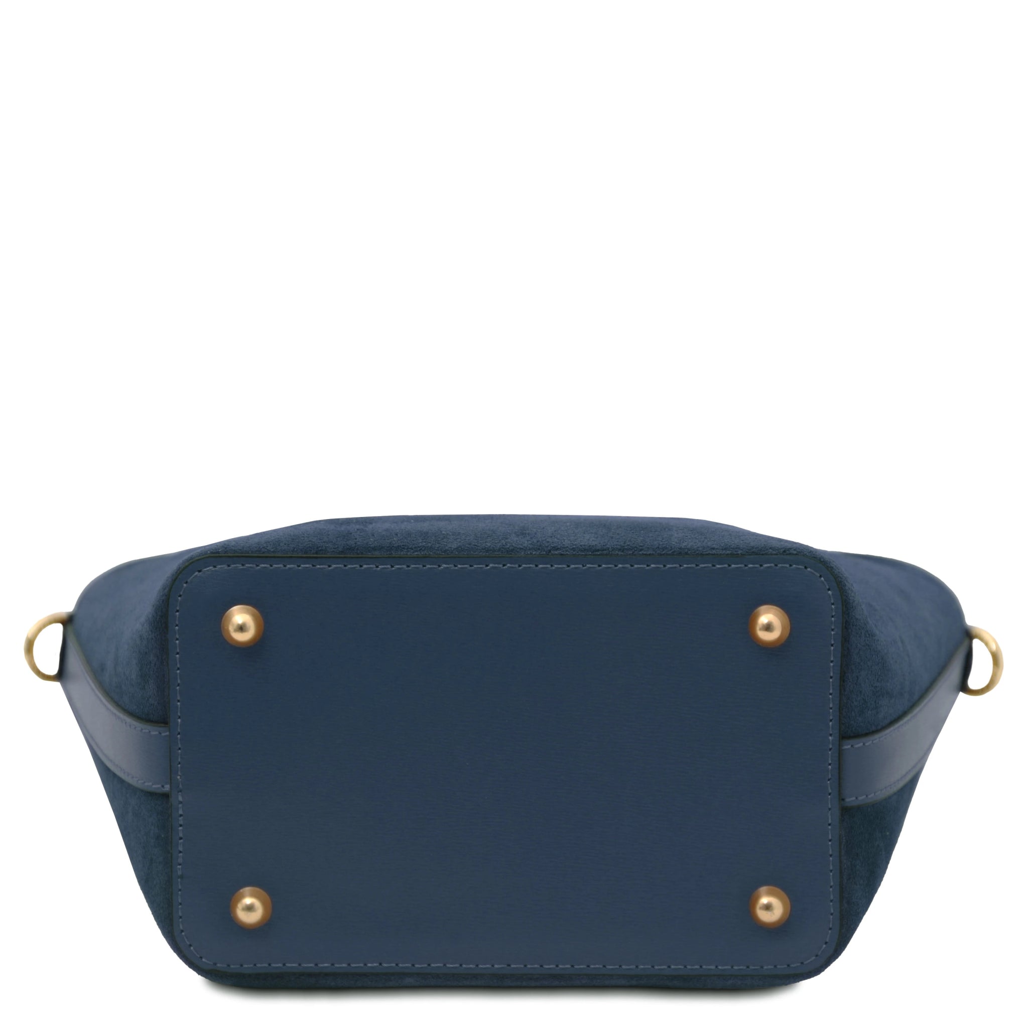 Bottom view Glacette Suede Leather Bucket bag in Dark Blue